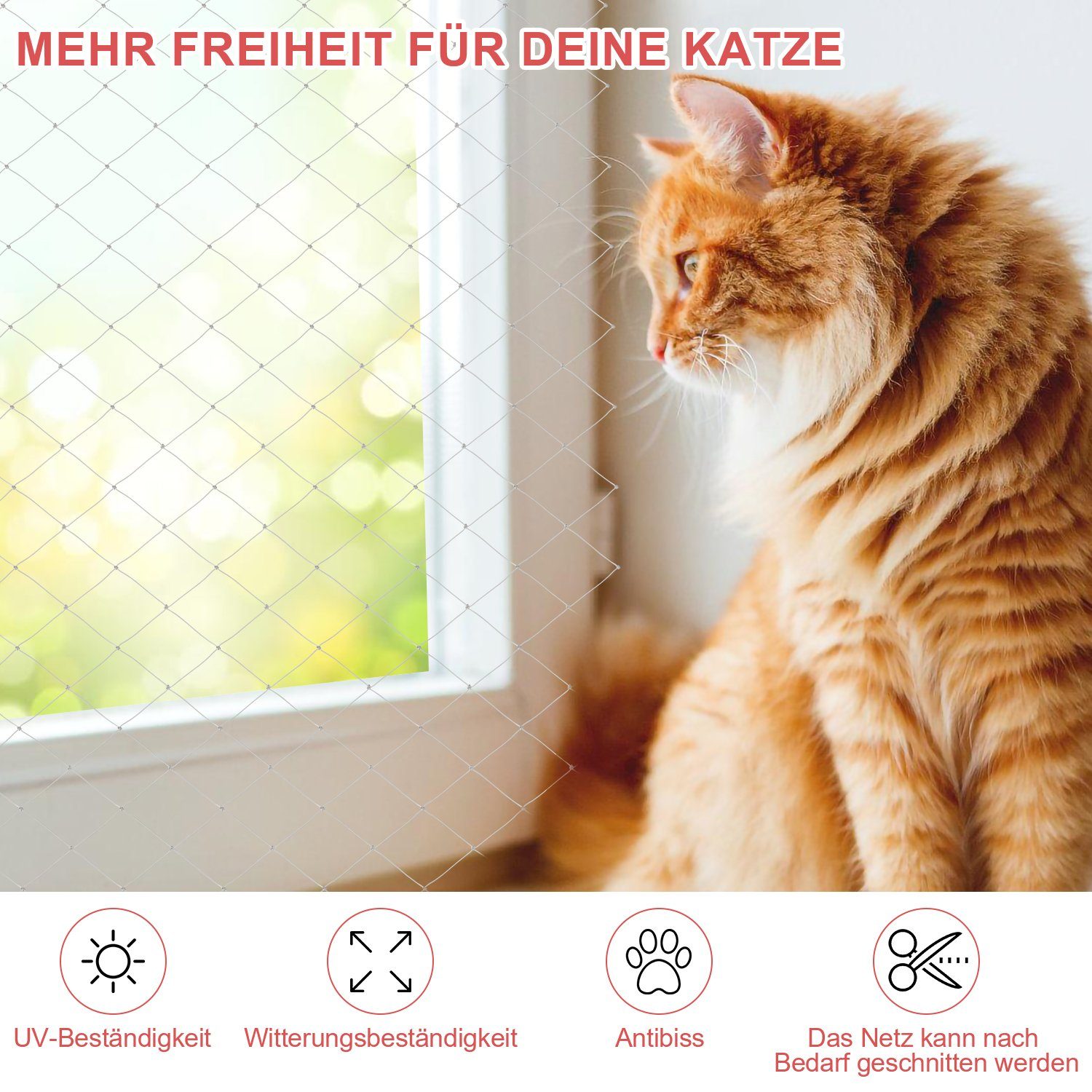 Clanmacy Schutznetz Katzennetz Gartenschutz Schutzgitter Katzenschutznetz Balkonnetz 3x8m