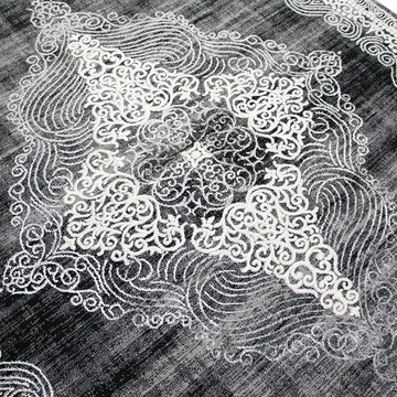 Teppich Orientalischer Teppich mit Verzierungen in creme auf schwarz, Teppich-Traum, rechteckig, Höhe: 1 mm