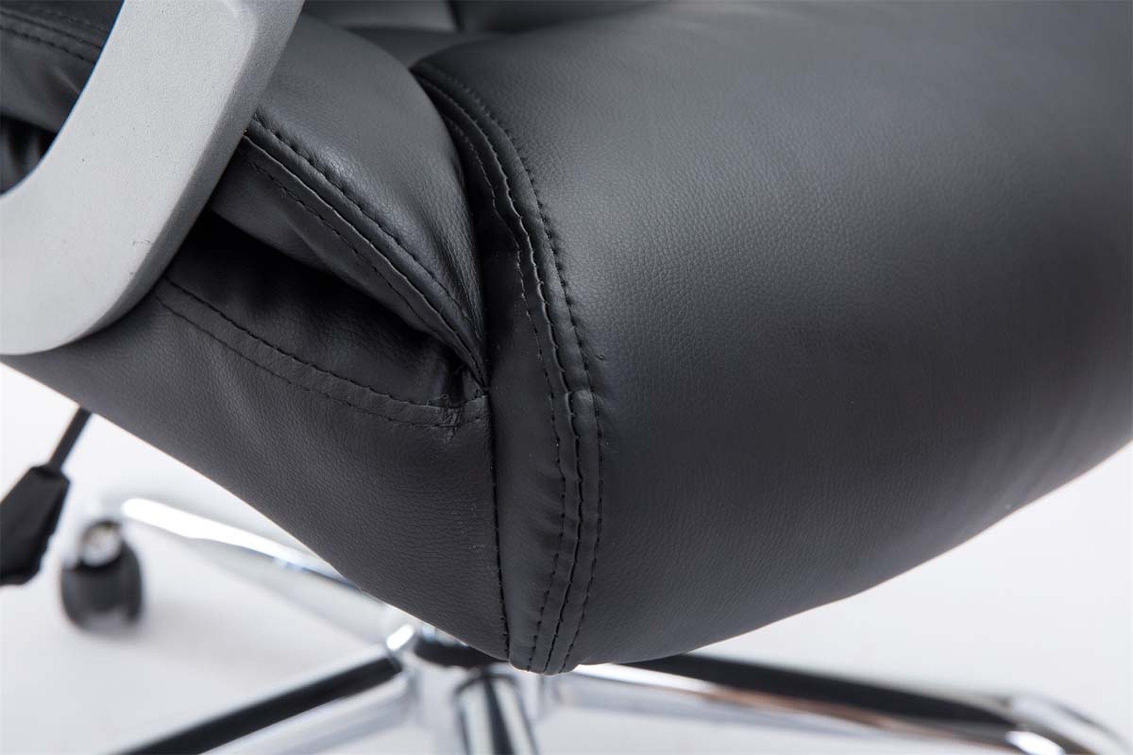 TPFLiving bequemer - drehbar, Rückenlehne Gestell: - Rhodos chrom Bürostuhl schwarz höhenverstellbar 360° Kunstleder Metall mit Sitz: und