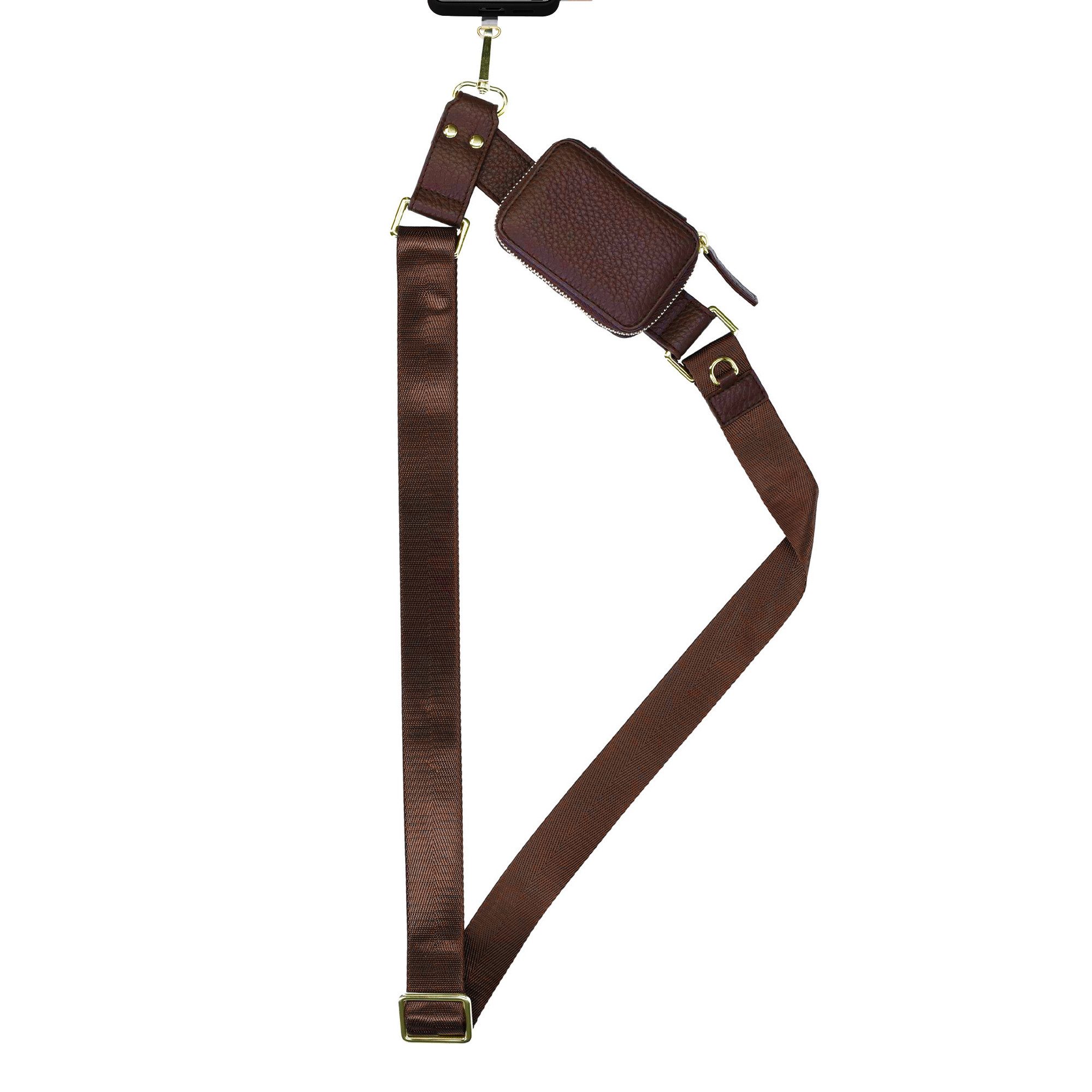 Selencia Smartphone-Tragegurt Selencia Handykette mit kleiner Tasche - Mocha Brown, (1-tlg)