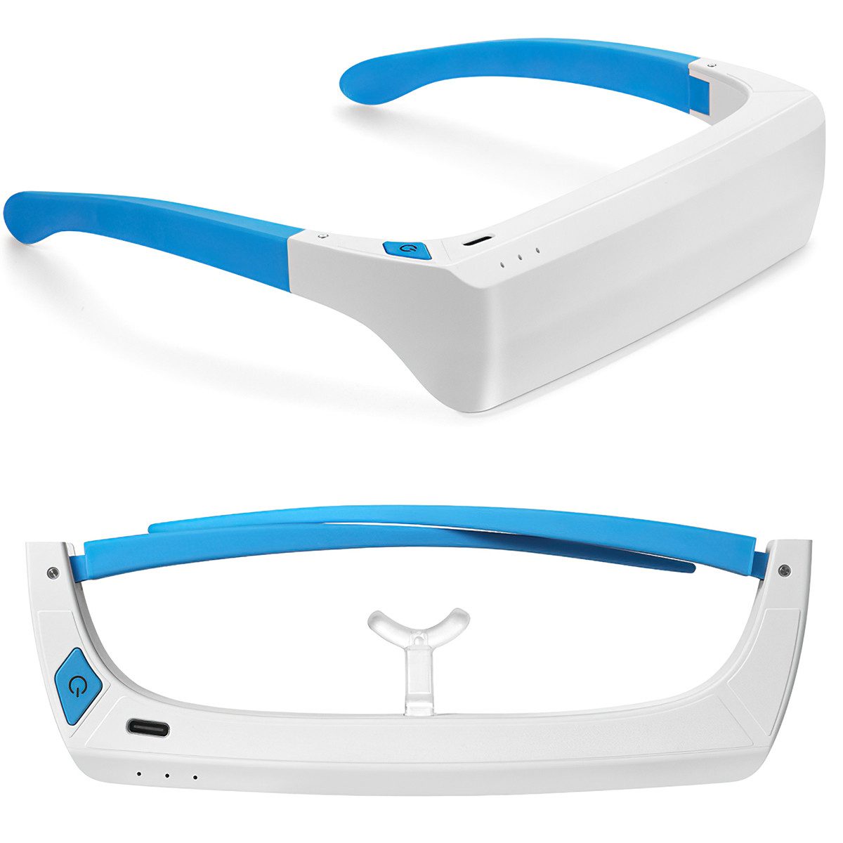 Novzep Brillengestell Lichttherapie-Brille, tragbare UV-freie blau-weiße Lichttherapielampe, natürliche Linderung für guten Schlaf, gute Laune
