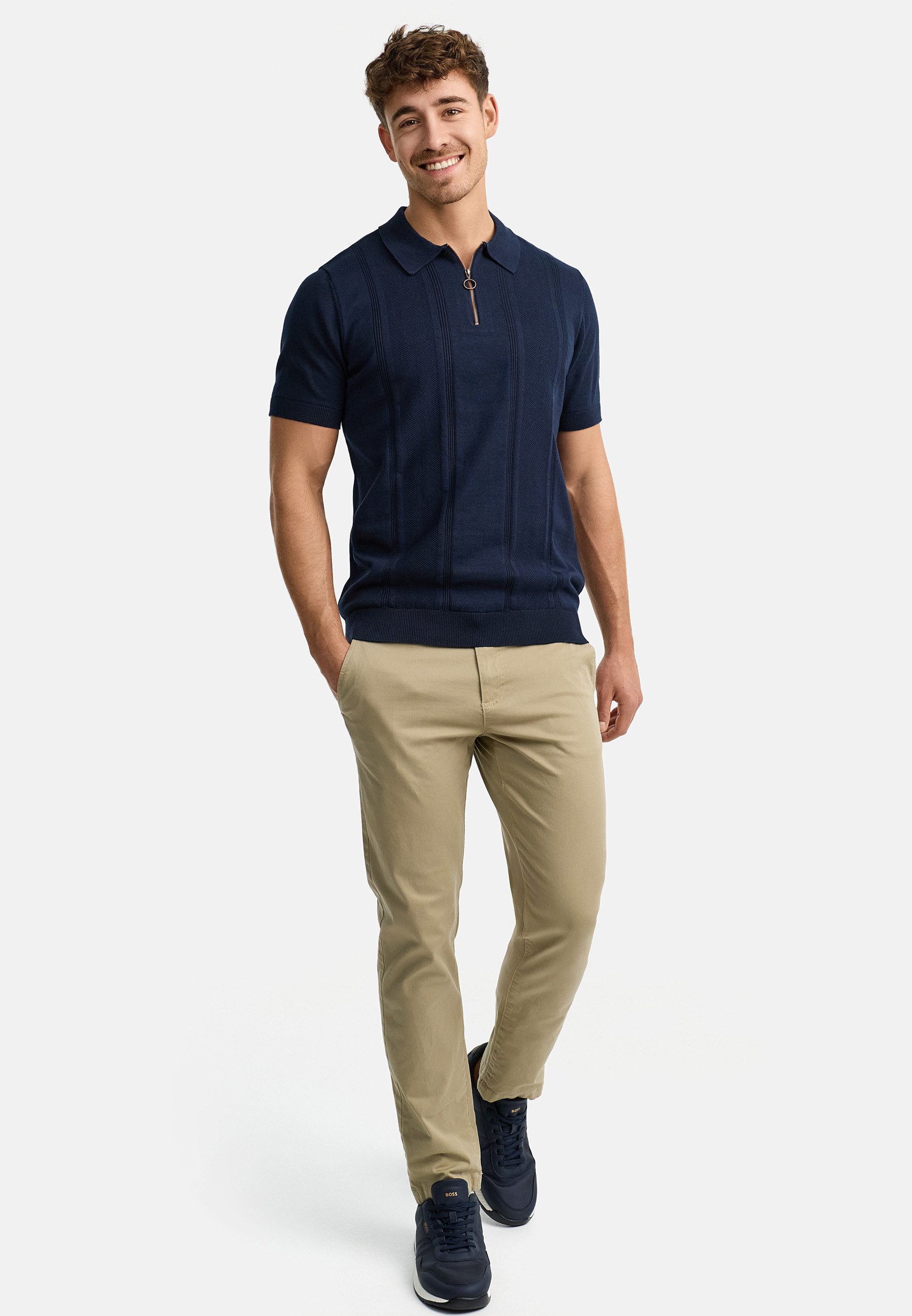 Indicode Poloshirt Herren INSago Polo Shirt Herrenshirt Kurzarm-Poloshirt mit Reißverschluss
