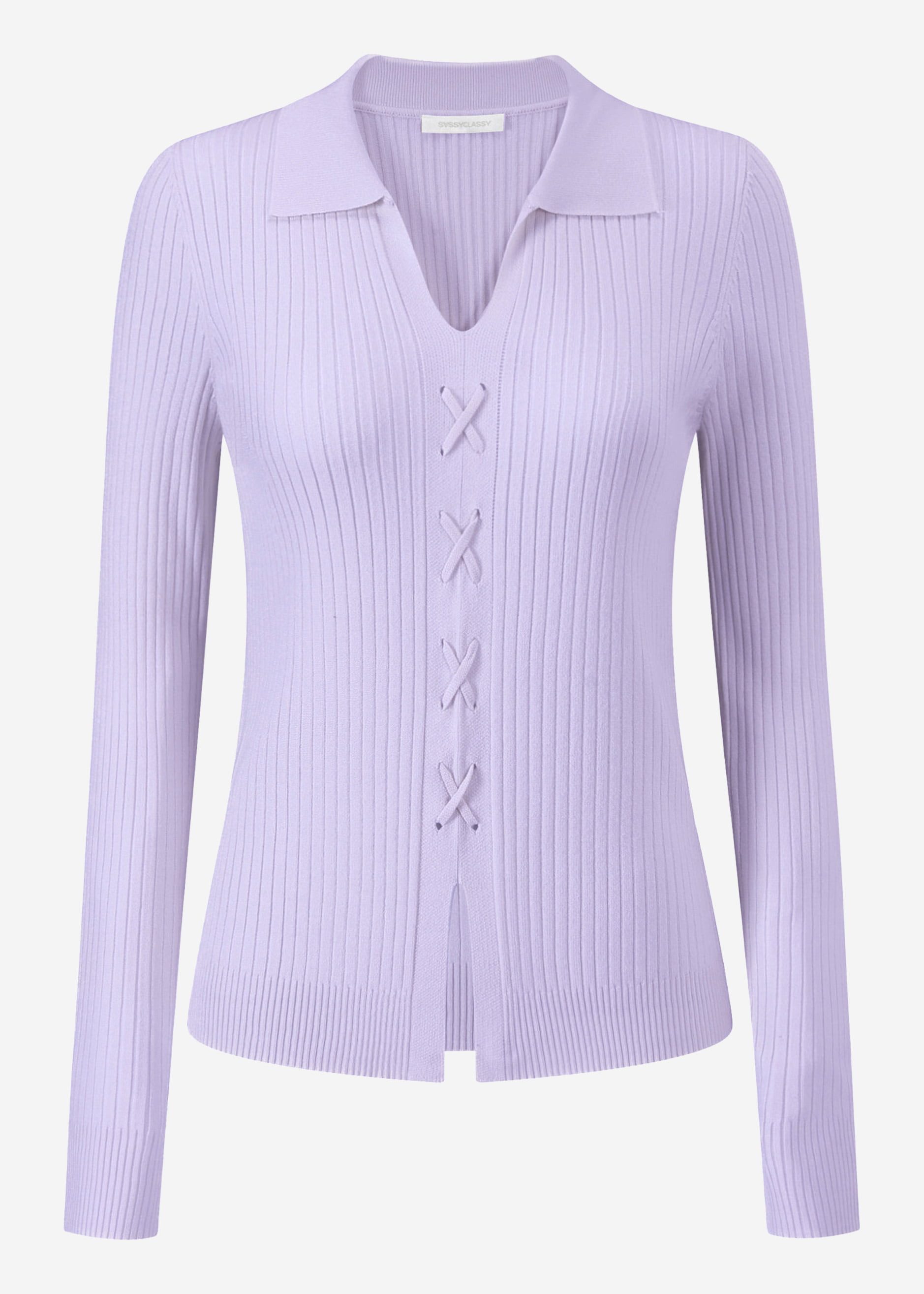 SASSYCLASSY Langarmshirt Geripptes Langarmshirt Damen mit Schnürdetail Figu günstig online kaufen