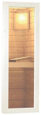 Karibu Saunahaus Simon 3, BxTxH: 396 x 231 x 227 cm, 38 mm, (Set) mit holzbeheizten Saunaofen