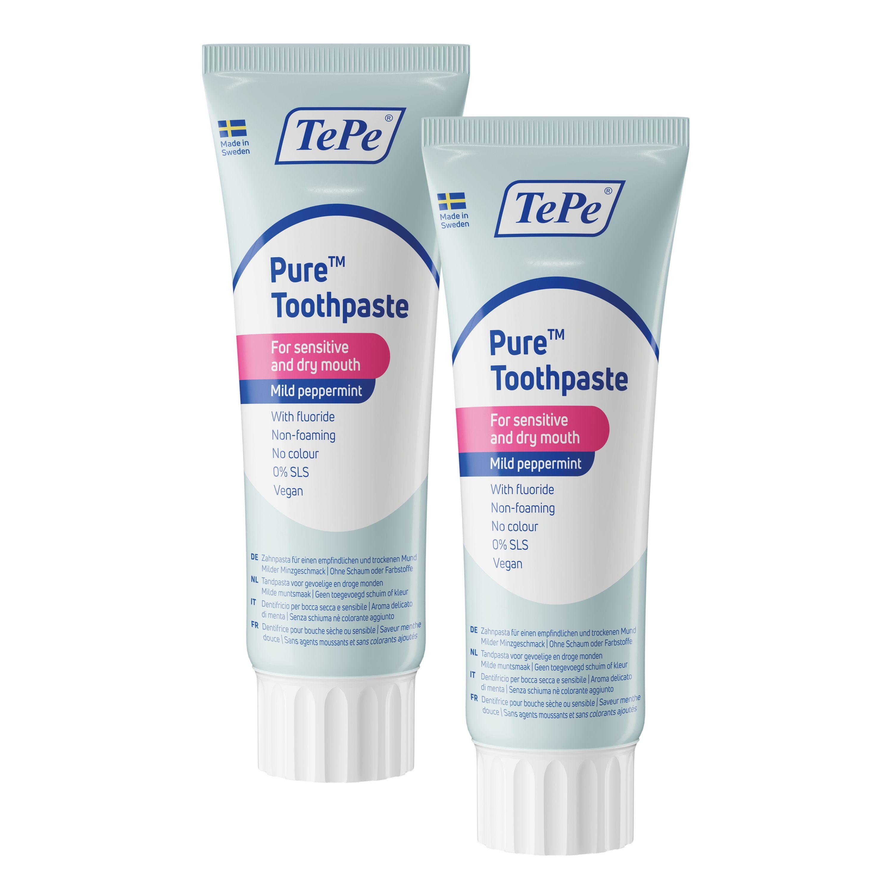 TePe Zahnpasta Pure, 2 Stück, (2er Set, 2-St) Gesunde Mundtrockenheit