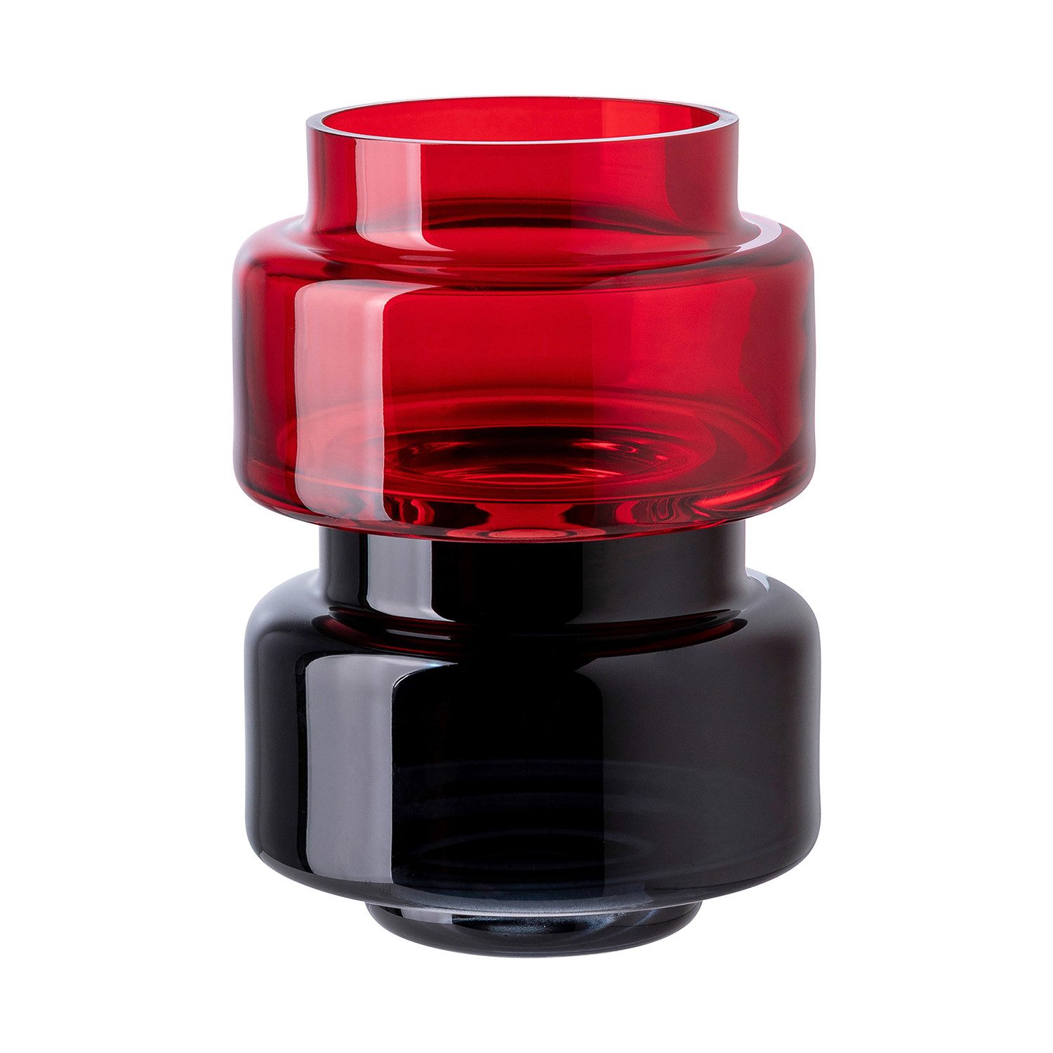 FINK STUDIO Teelichthalter NICE ONE 2er Set Teelichthalter - rot-schwarz - Glas - H.7cm x Ø 9,5cm (2er Set, 2 St), Kerzenhalter & Teelichtständer für stimmungsvolles Licht