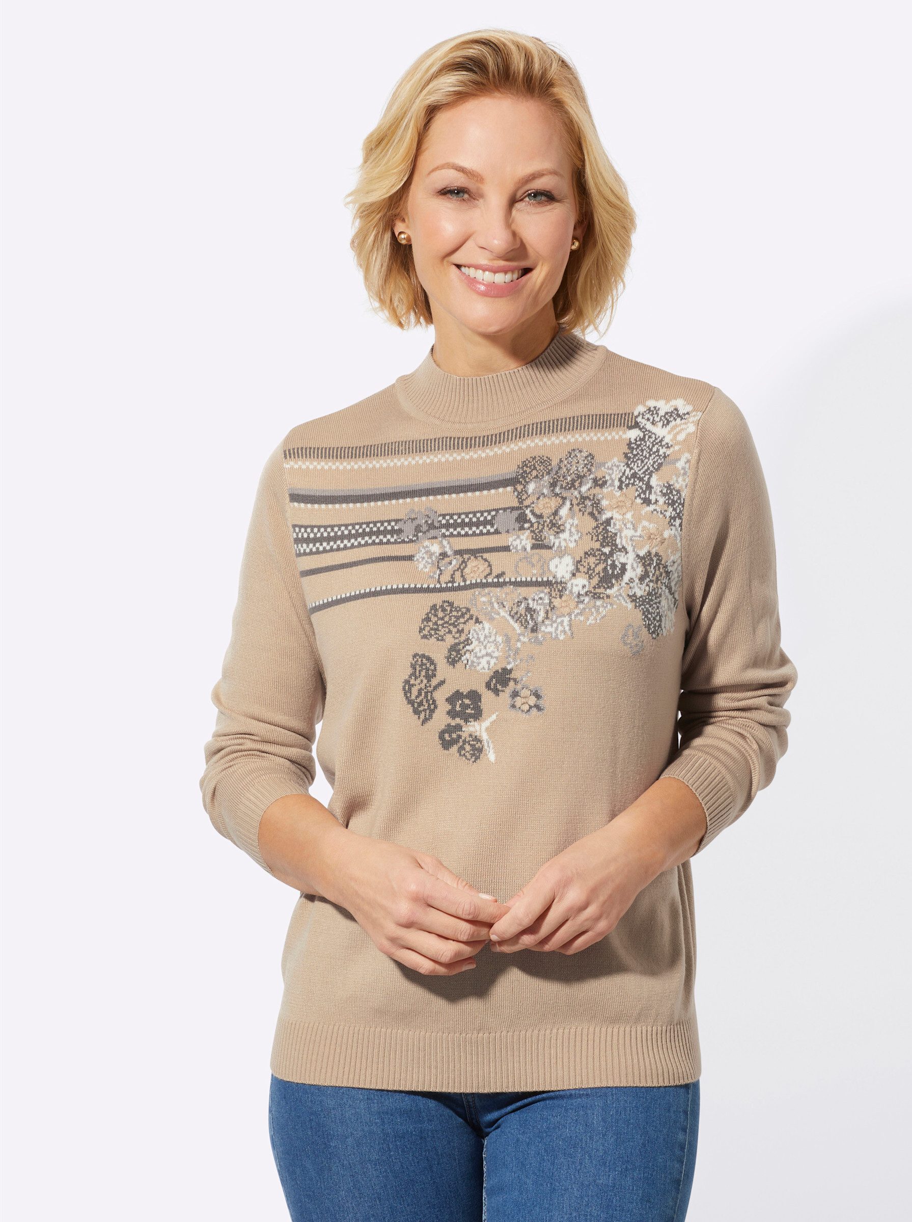 Strickpullover Stehkragenpullover