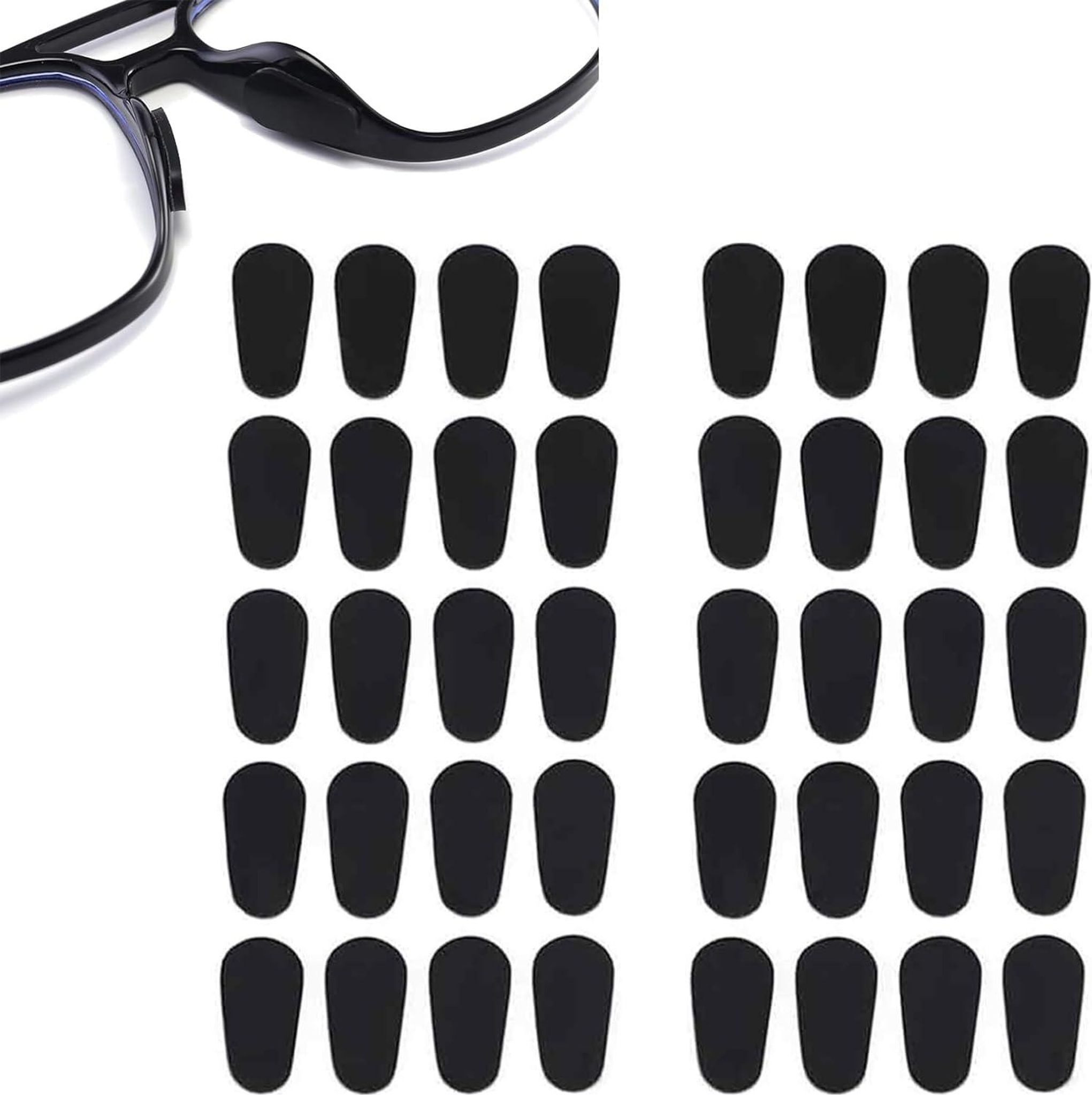 FELIXLEO Brillengestell Silikon Nasenpads Brille 30 Paar 1mm selbstklebend rutschfest Schwarz