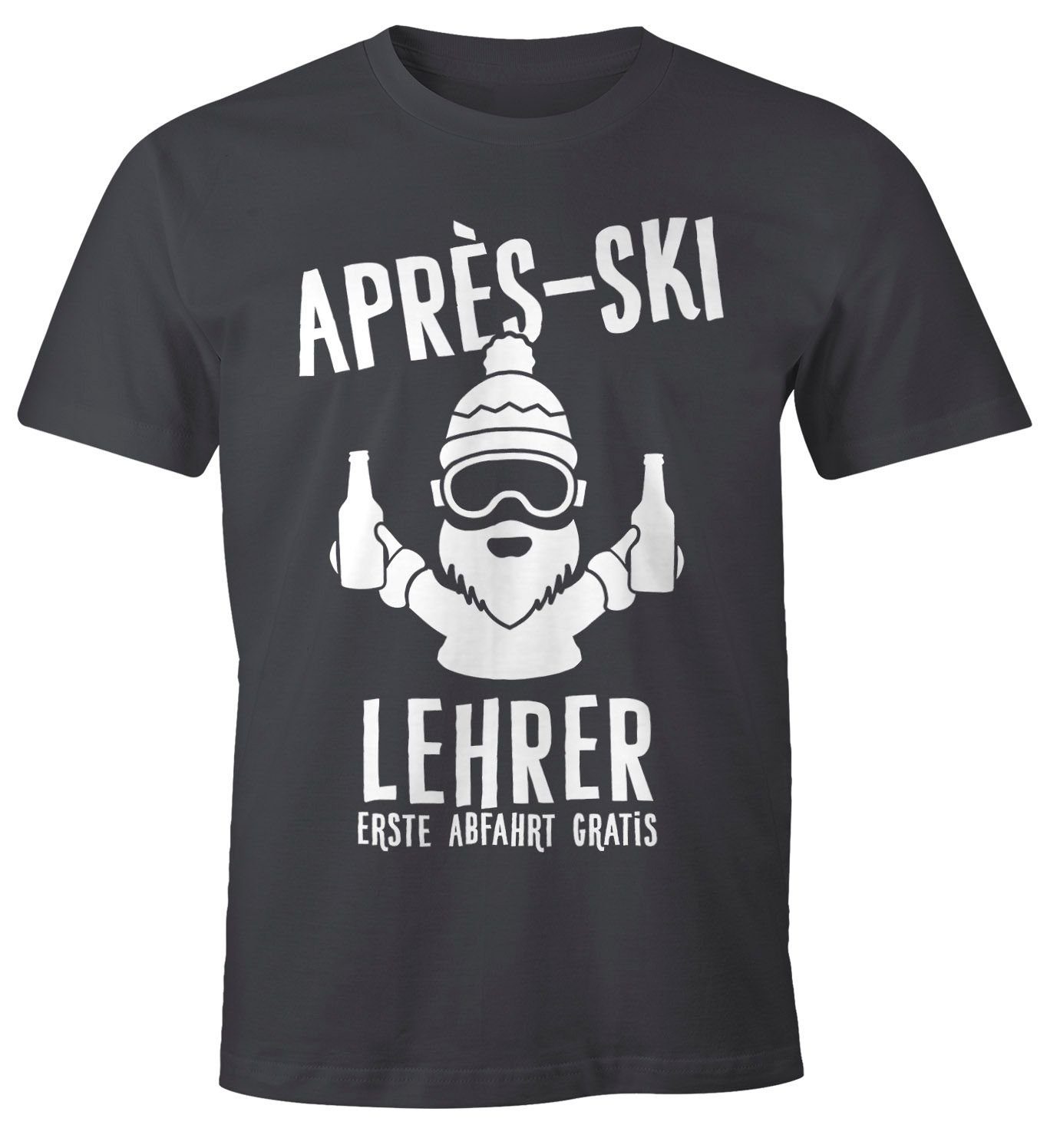 Ski Moonworks® Print MoonWorks Herren T-Shirt Lehrer mit Fun-Shirt Après grau Print-Shirt
