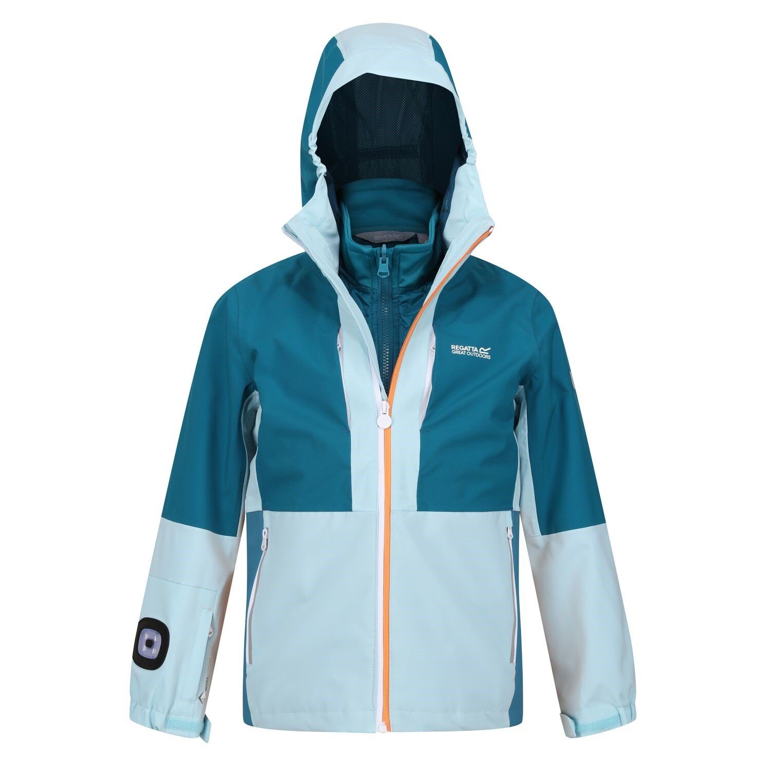 Regatta Funktionsjacke Hydrate VIII 3 in 1 Jacke für Kinder Wasserdicht mit Kapuze Türkis