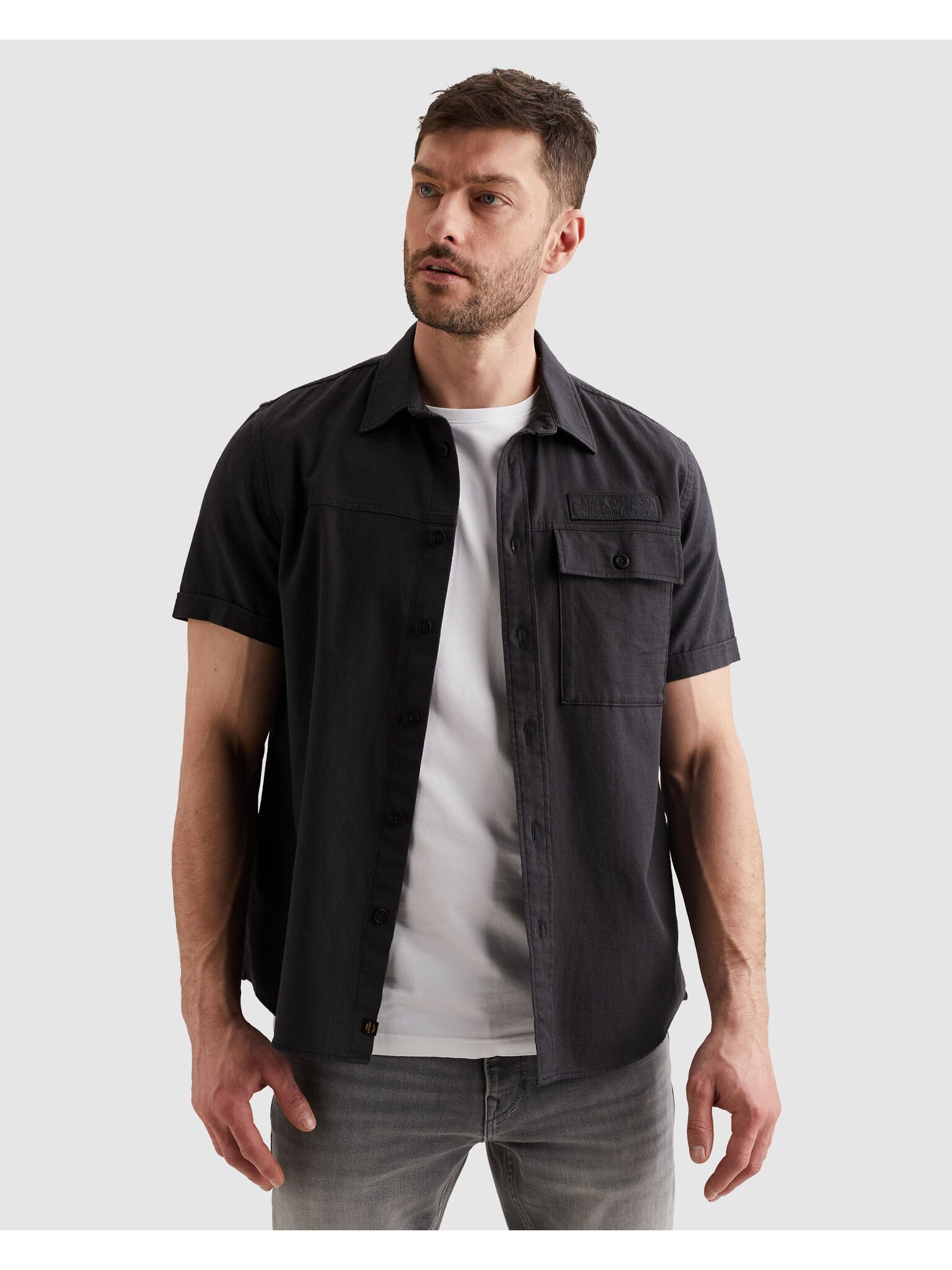 PME LEGEND Kurzarmhemd mit leicht abgerundetem Saum