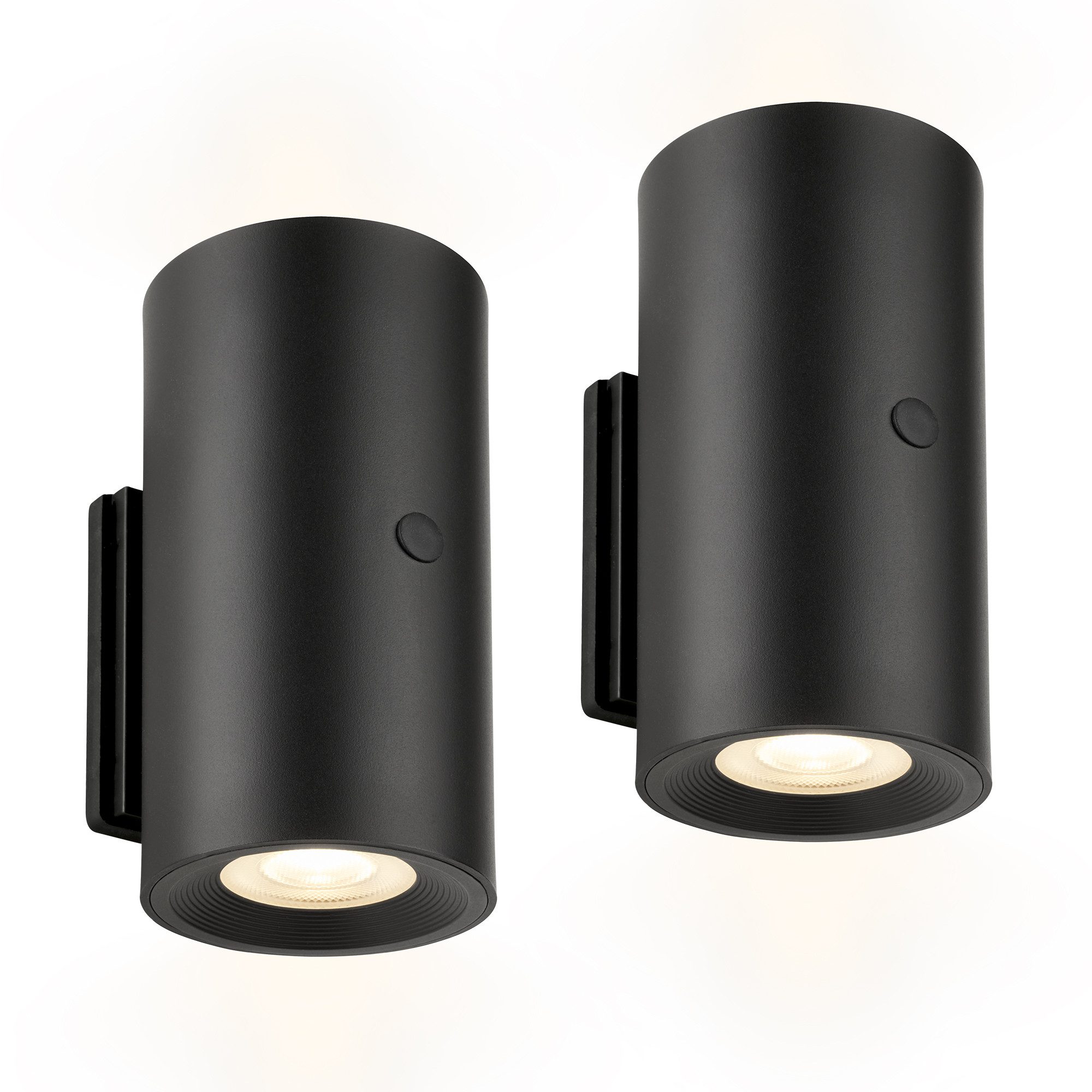 Briloner Leuchten LED Wandleuchte ISY, Dimmfunktion, LED fest integriert, Warmweiß, 6,1 x 12 cm (DxH) Schwarz 2 W ohne Stromanschluss Flur 2er-Set