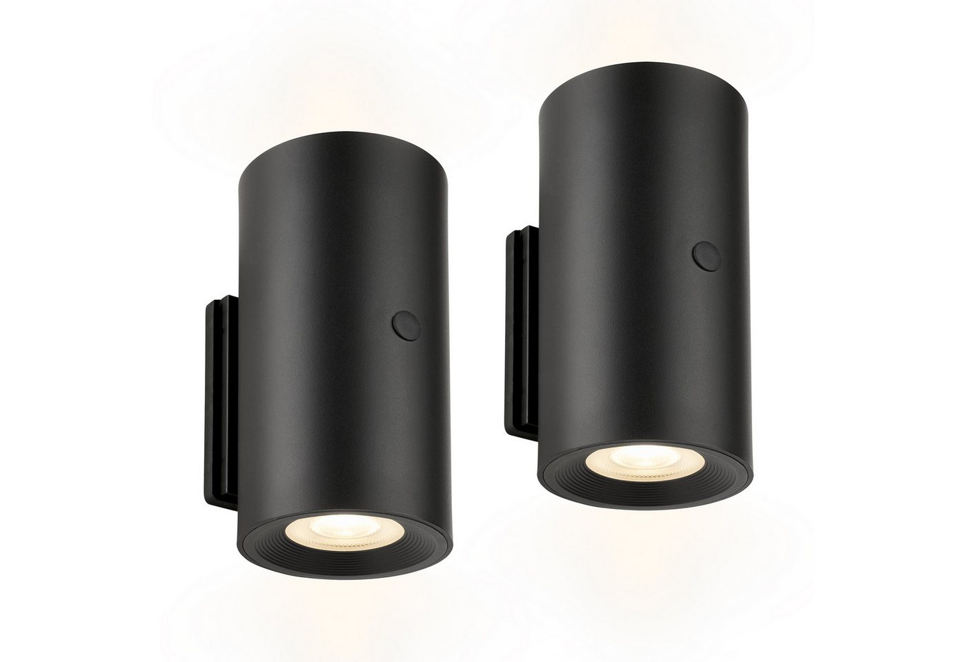Briloner Leuchten LED Wandleuchte ISY, Dimmfunktion, LED fest integriert, Warmweiß, 6,1 x 12 cm (DxH) Schwarz 2 W ohne Stromanschluss Flur 2er-Set
