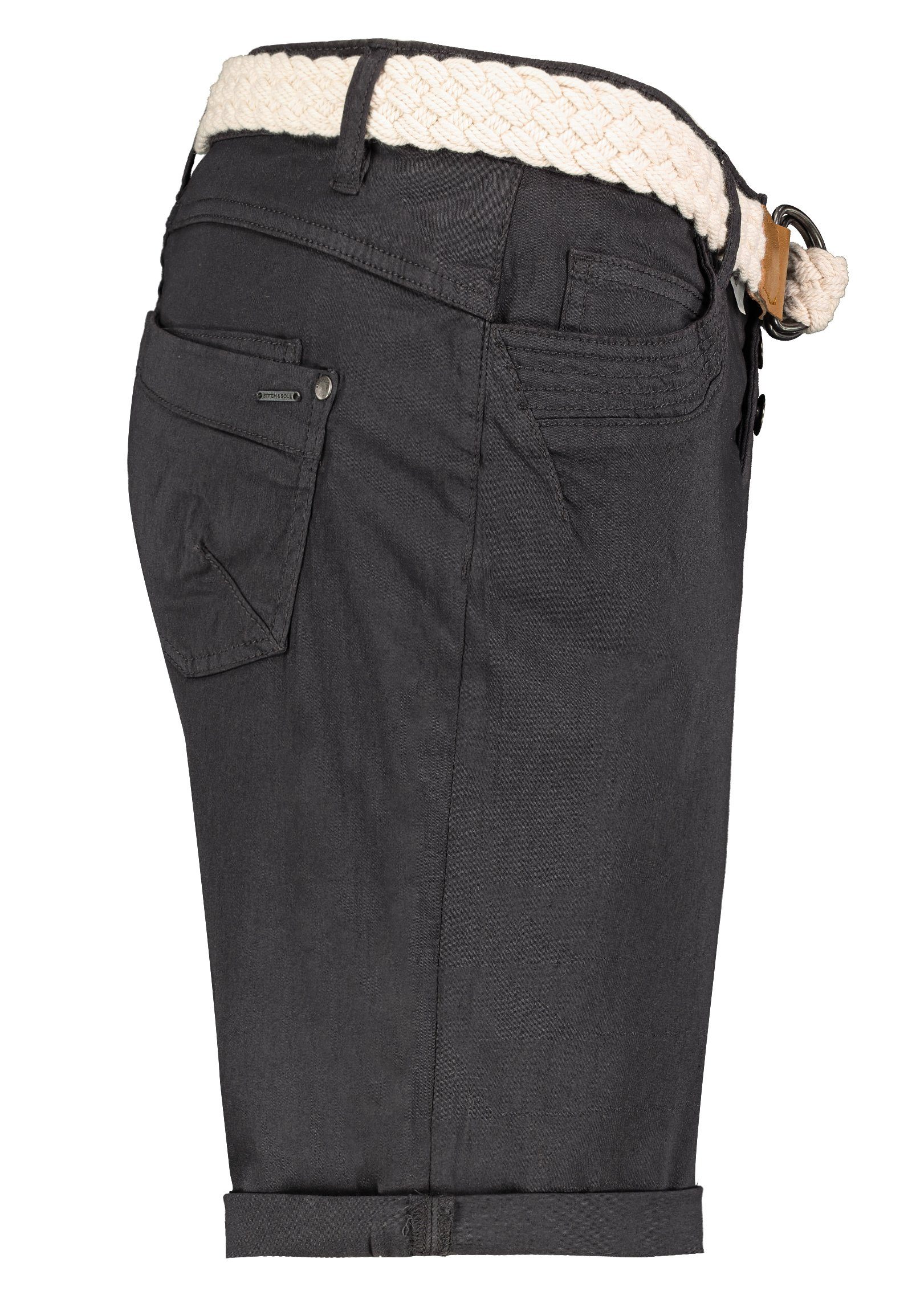 Stitch & Soul Bermudas Damen Short Bermuda kurze Hose Sommer Chino Stoff Hose mit Gürtel – Bild 4 von 5