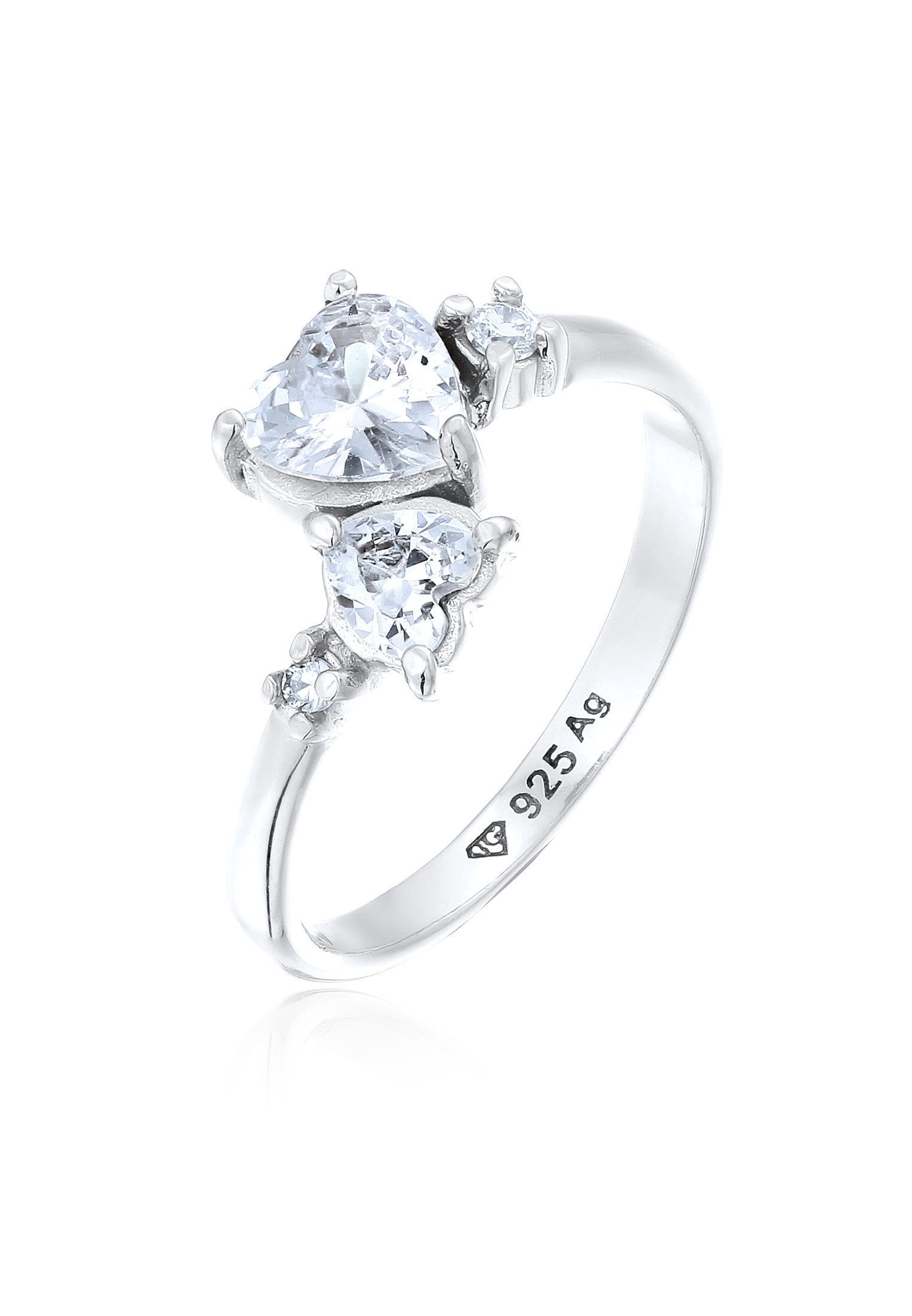 Elli Fingerring Herz Zirkonia Weiß Liebe günstig online kaufen