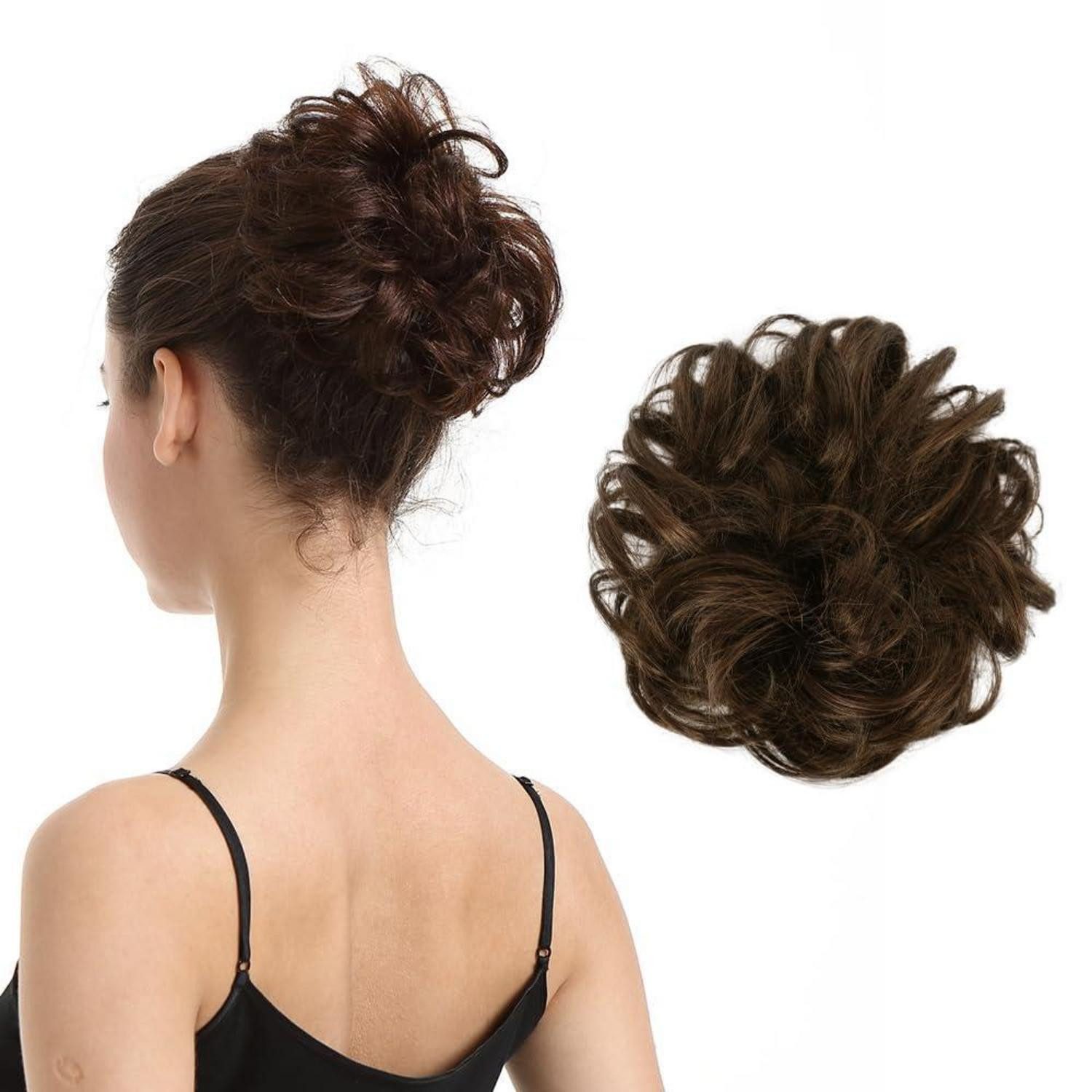 LuxusKollektion Echthaar-Extension Echthaar Haardutt Schwarz Braun Extensions für Damen Mädchen Bun