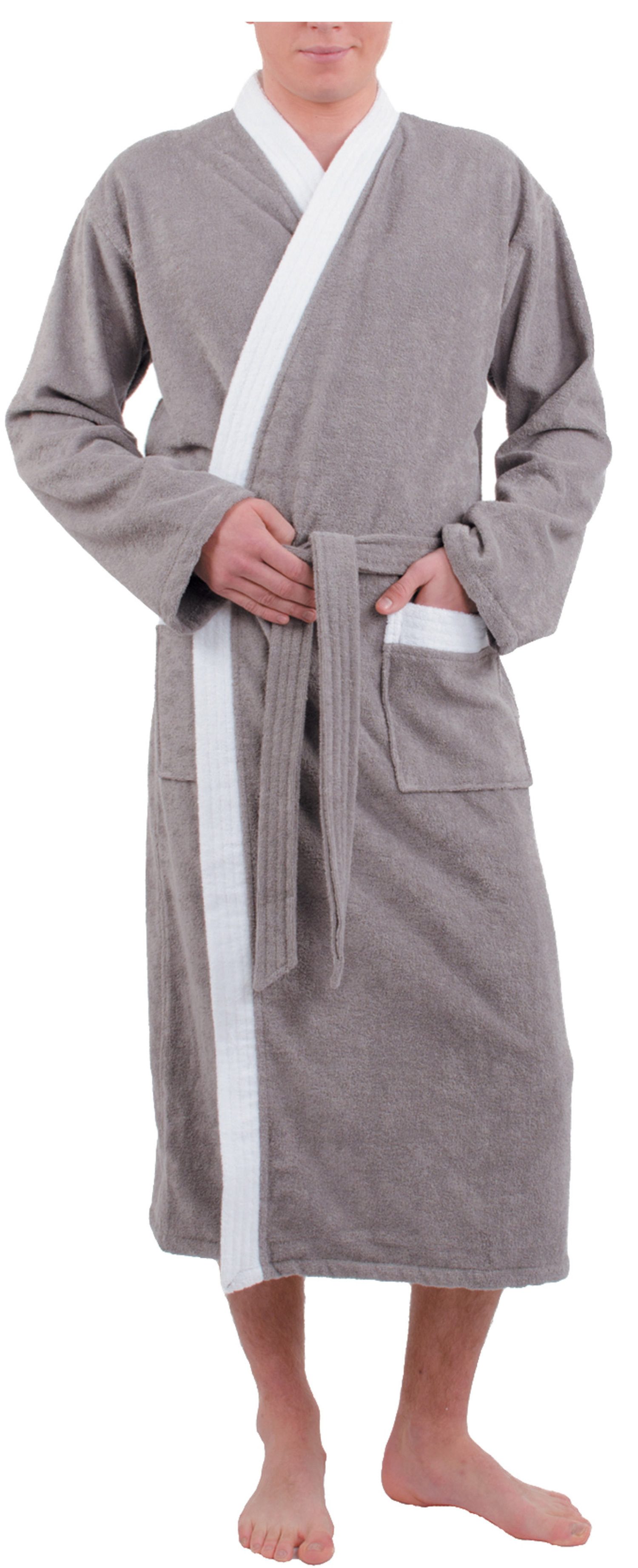 Carl Ross Unisex-Bademantel Unisex Frottee Bademantel, Baumwolle, Kimono-Kragen, Gürtel, Baumwolle