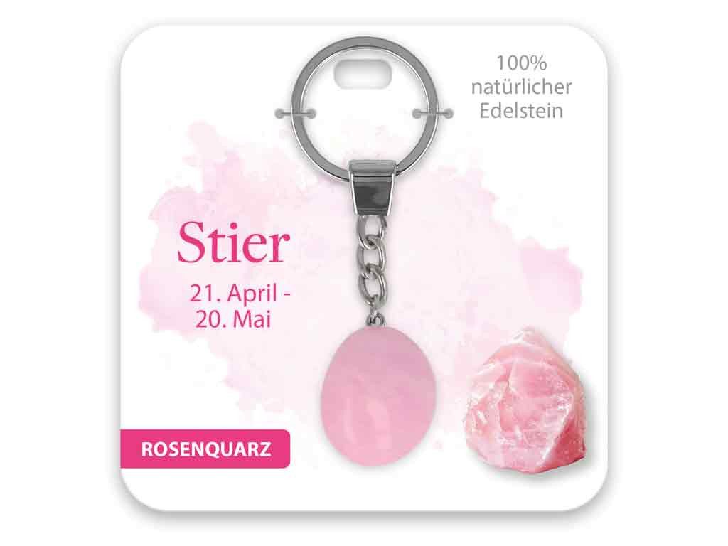 Armband Edelstein Schlüsselanhänger Rosenquarz Sternzeichen Stier
