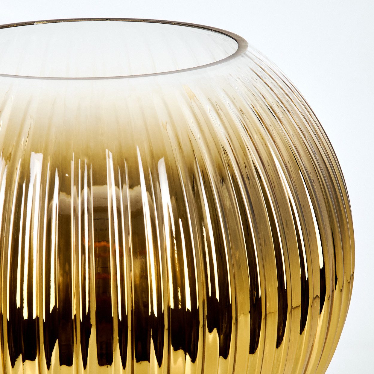 hofstein Tischleuchte Tischlampe aus Metall/Riffelglas in Schwarz/Goldfarben/Klar, ohne Leuchtmittel, Leuchte im Retro/Vintage-Design mit Glasschirm (20 cm), 1 x E27
