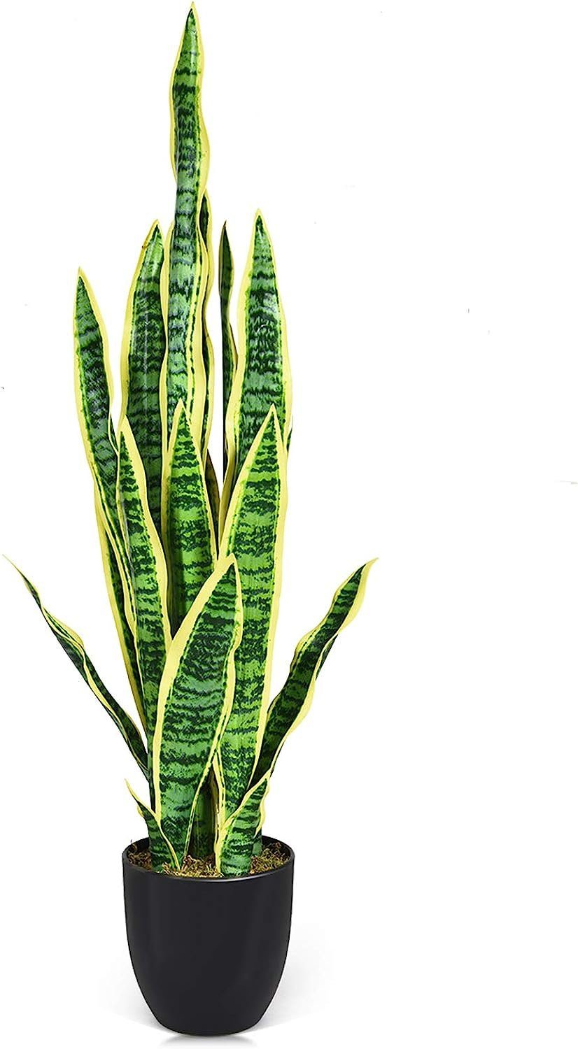 Kunstpflanze Sansevieria Trifasciata Prain, KOMFOTTEU, Höhe 90 cm, mit Echten Stämmchen