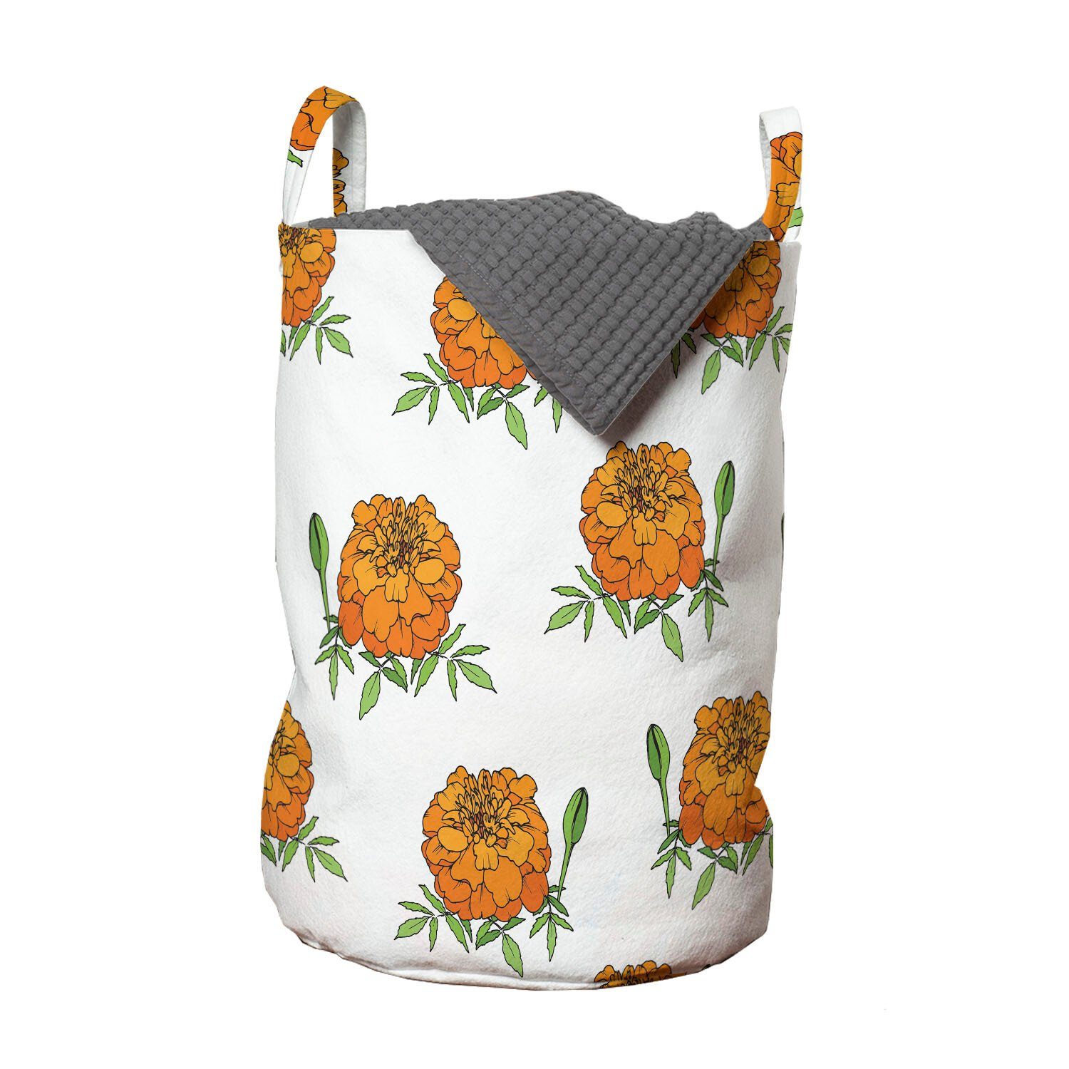 Abakuhaus Wäschesäckchen Wäschekorb mit Griffen Kordelzugverschluss für Waschsalons, Blumen Tagetes oder Ringelblumen
