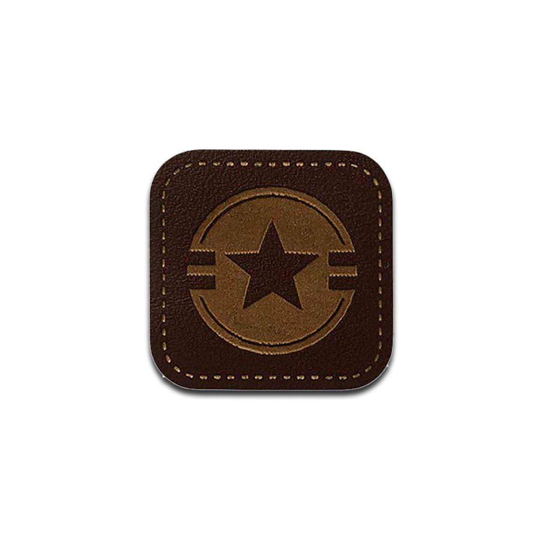 Mono-Quick Aufnäher Bügelbild, Aufbügler, Applikationen, Patches, Flicken, zum aufbügeln, Polyester, Leder Stern - Größe: 2,9 x 2,9 cm