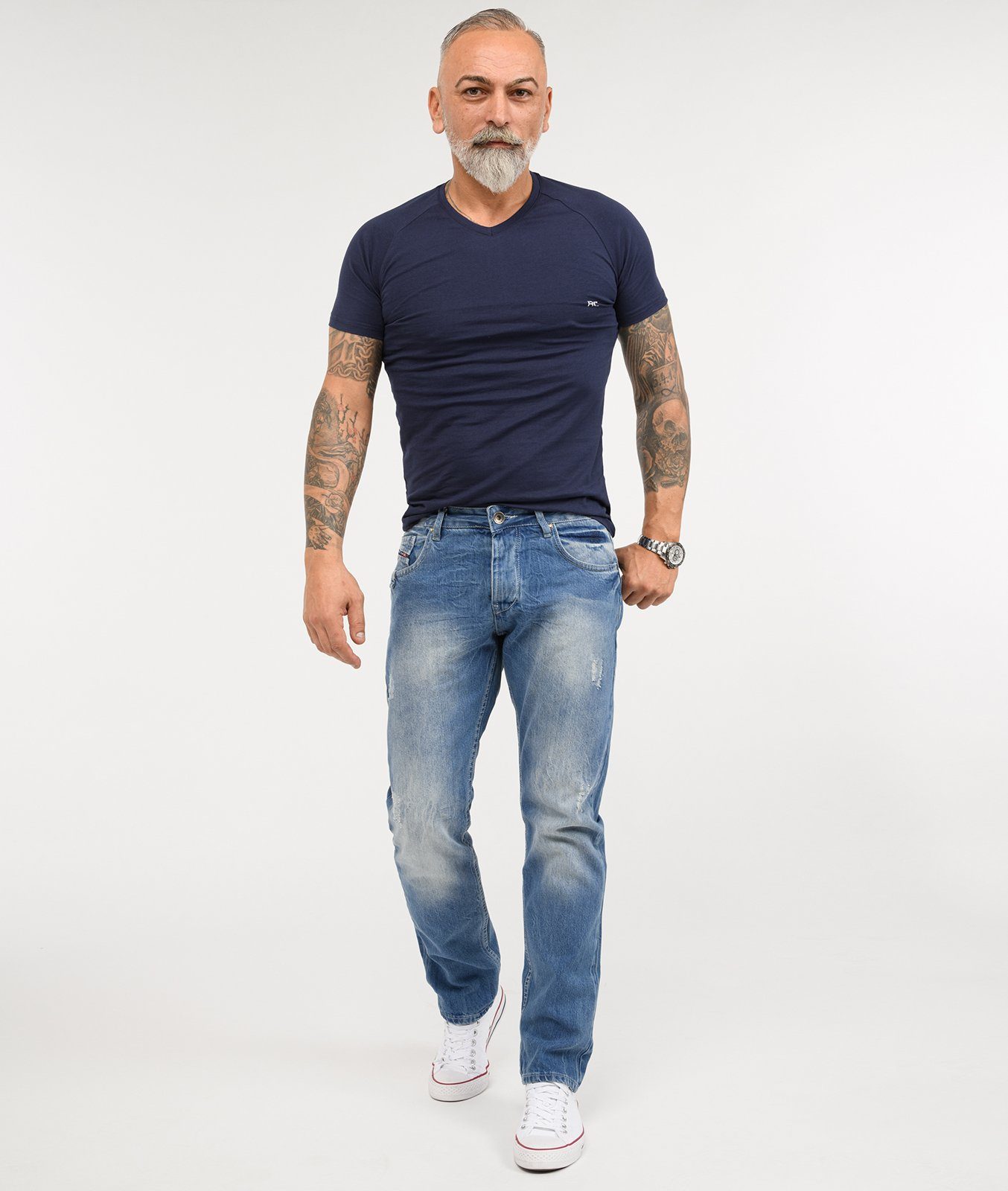 Rock Creek Regular-fit-Jeans Herren Jeans Stonewashed Blau RC-2009
