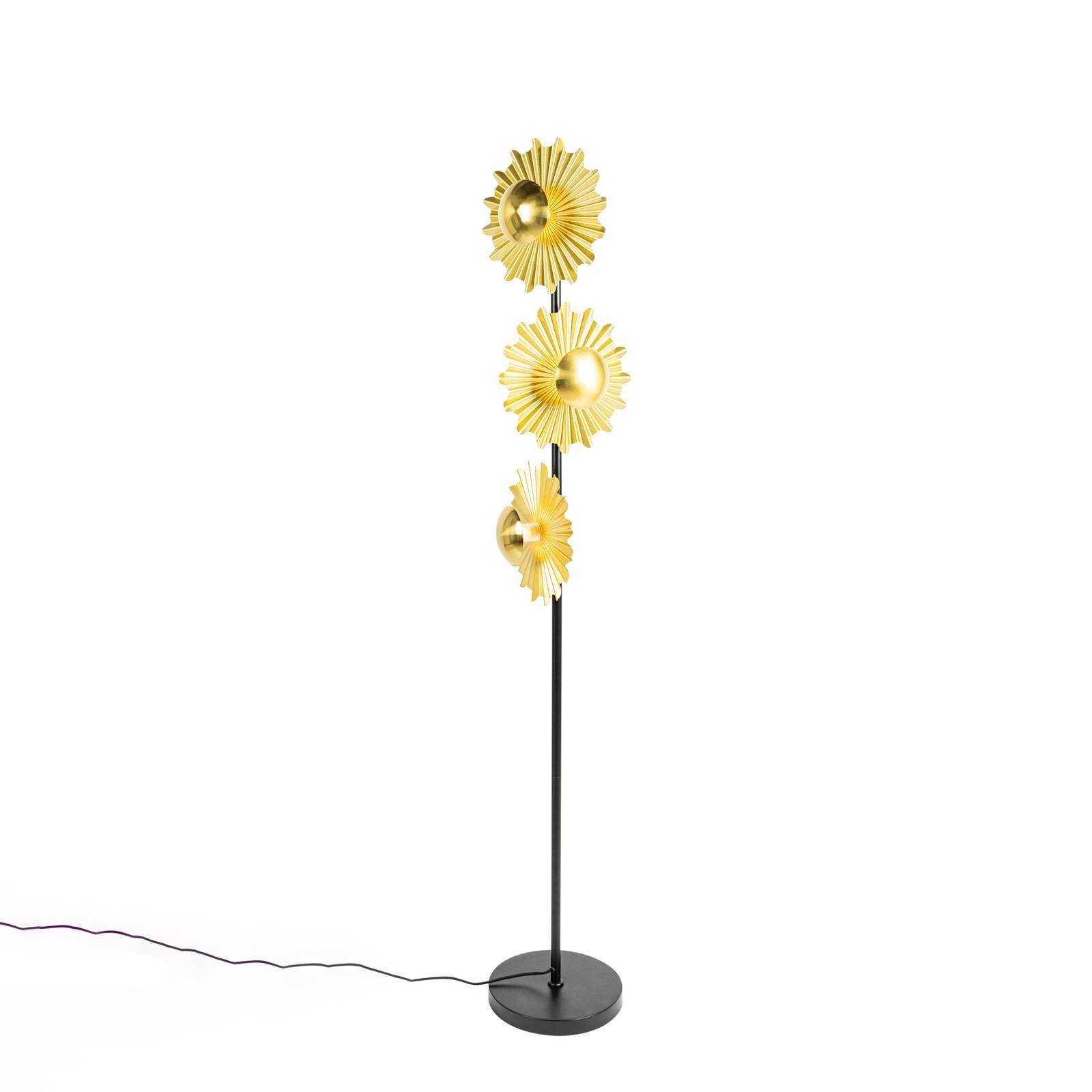 Lindby Stehlampe Senmia, Leuchtmittel nicht inklusive, Modern, Eisen, Schwarz, gold, bronze galvanisiert, 3 flammig, G9