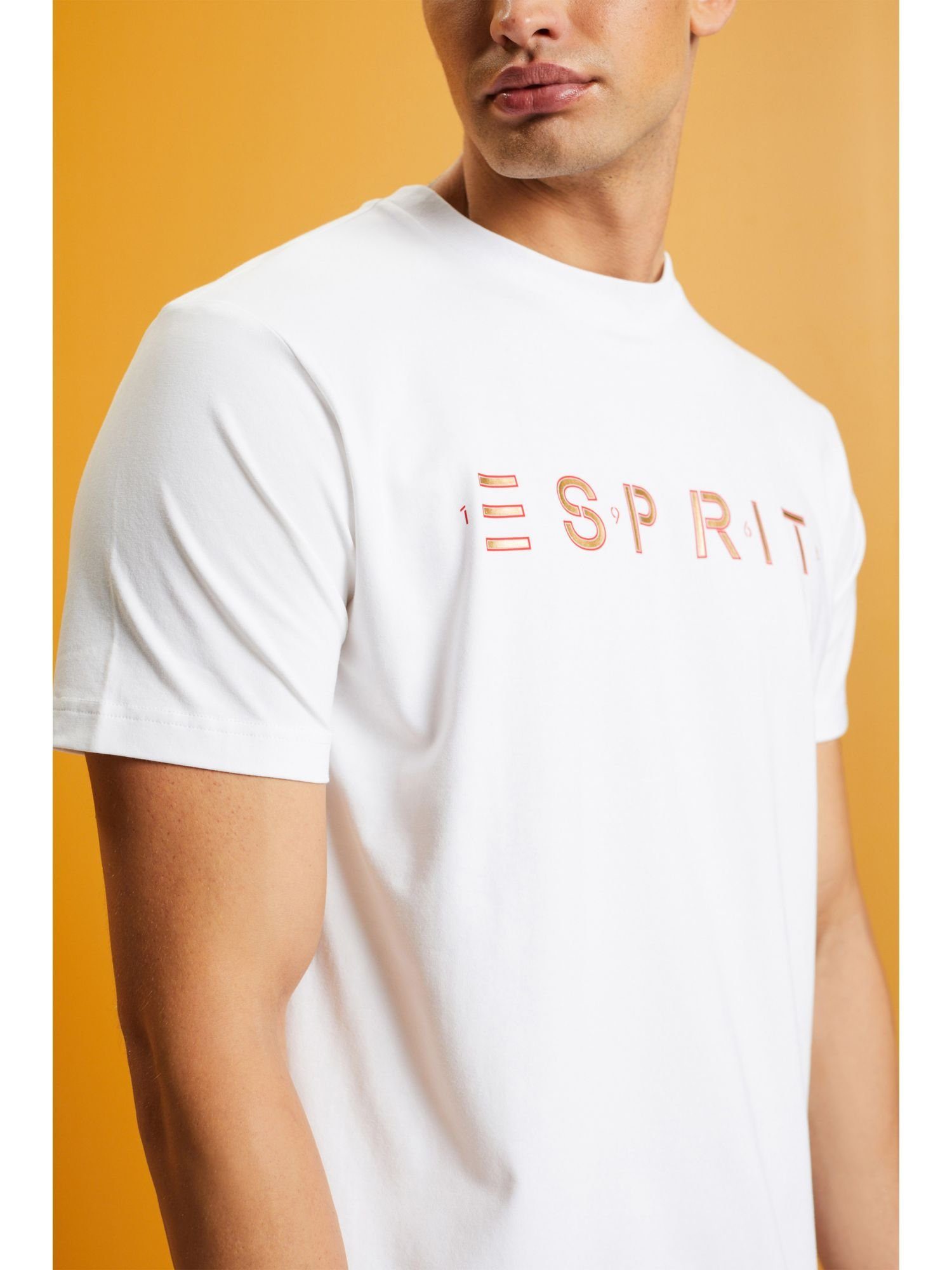 Esprit T-Shirt Baumwolljersey (1-tlg) Logo-T-Shirt WHITE aus