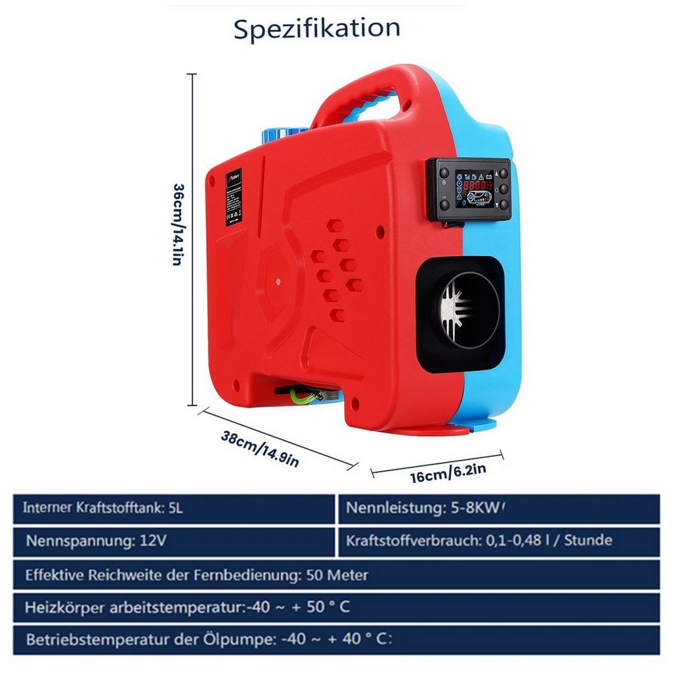 Hcalory Heizgerät, 5000 W, Lufterhitzer Standheizung+Fernbedienung