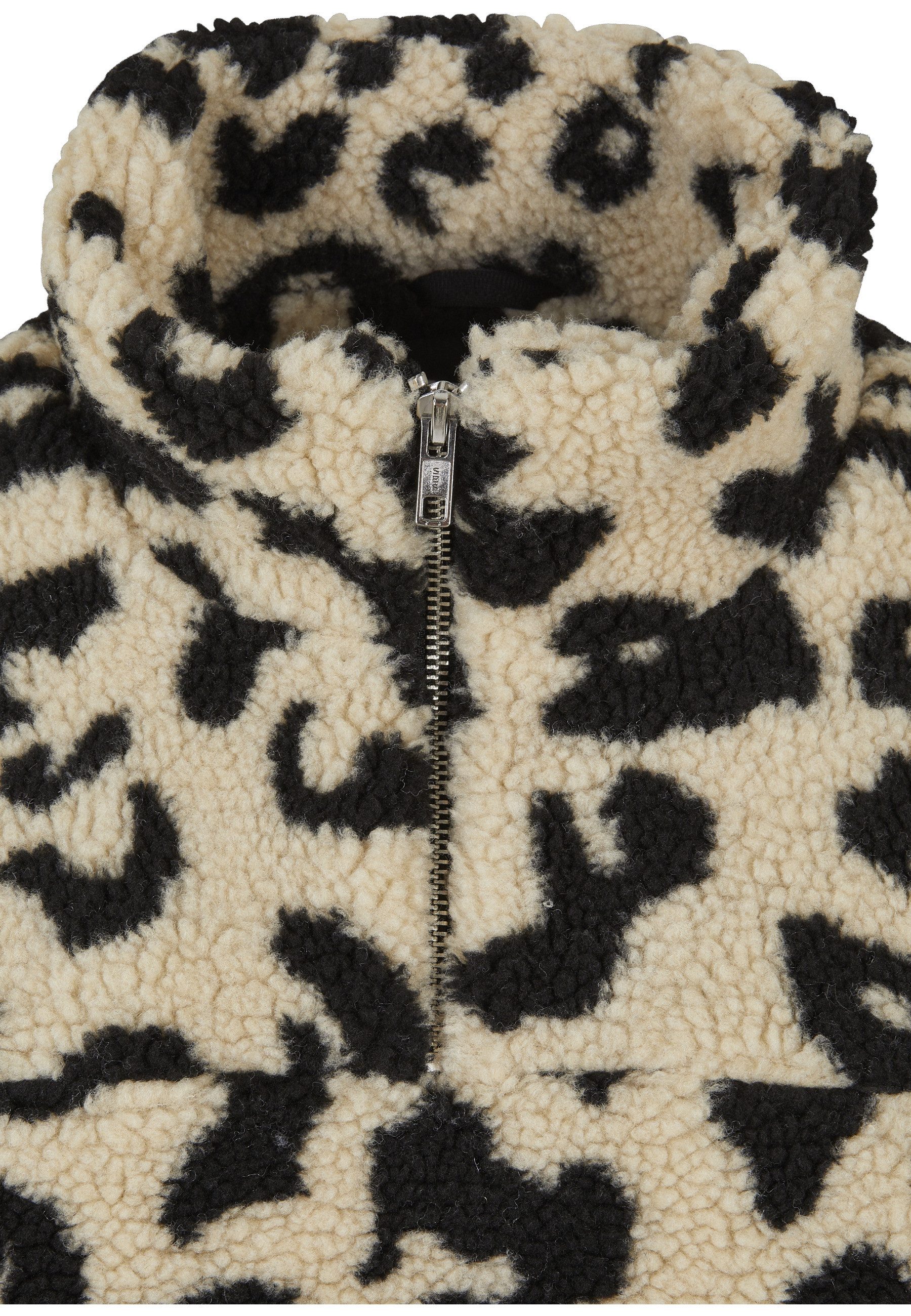 URBAN CLASSICS Funktions-Kapuzensweatjacke Urban Classics Damen Ladies Short AOP Sherpa Troyer (1-tlg) – Bild 3 von 5