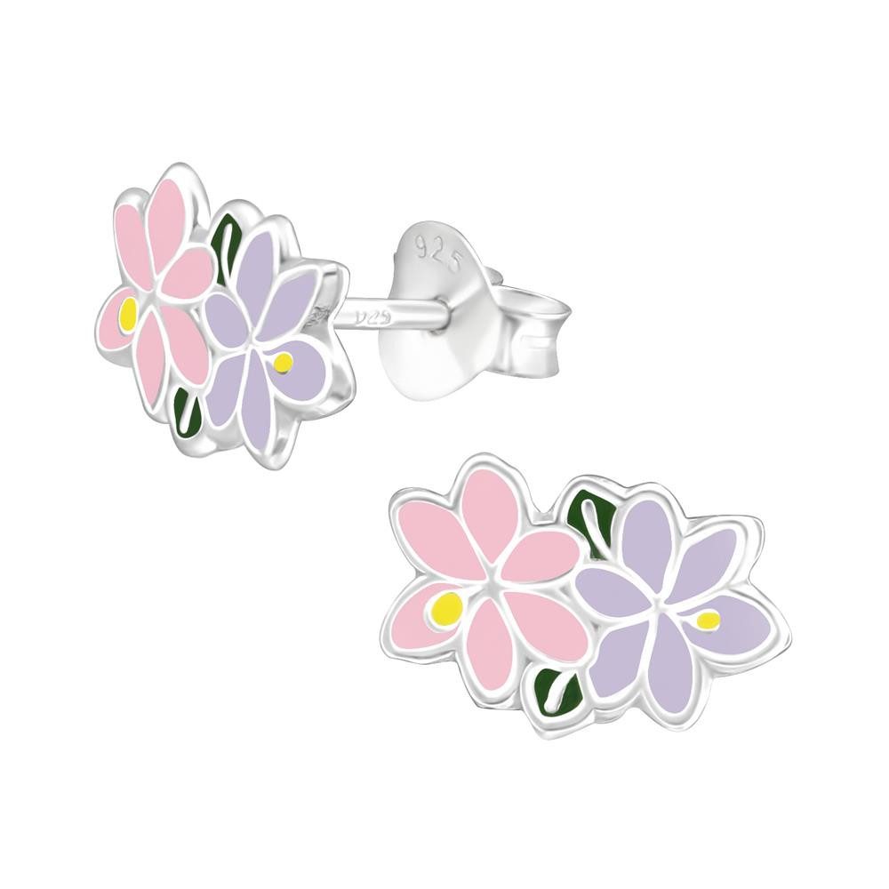 Ohrring-Set Ohrstecker Blumen pink aus .925 Silber Kinder