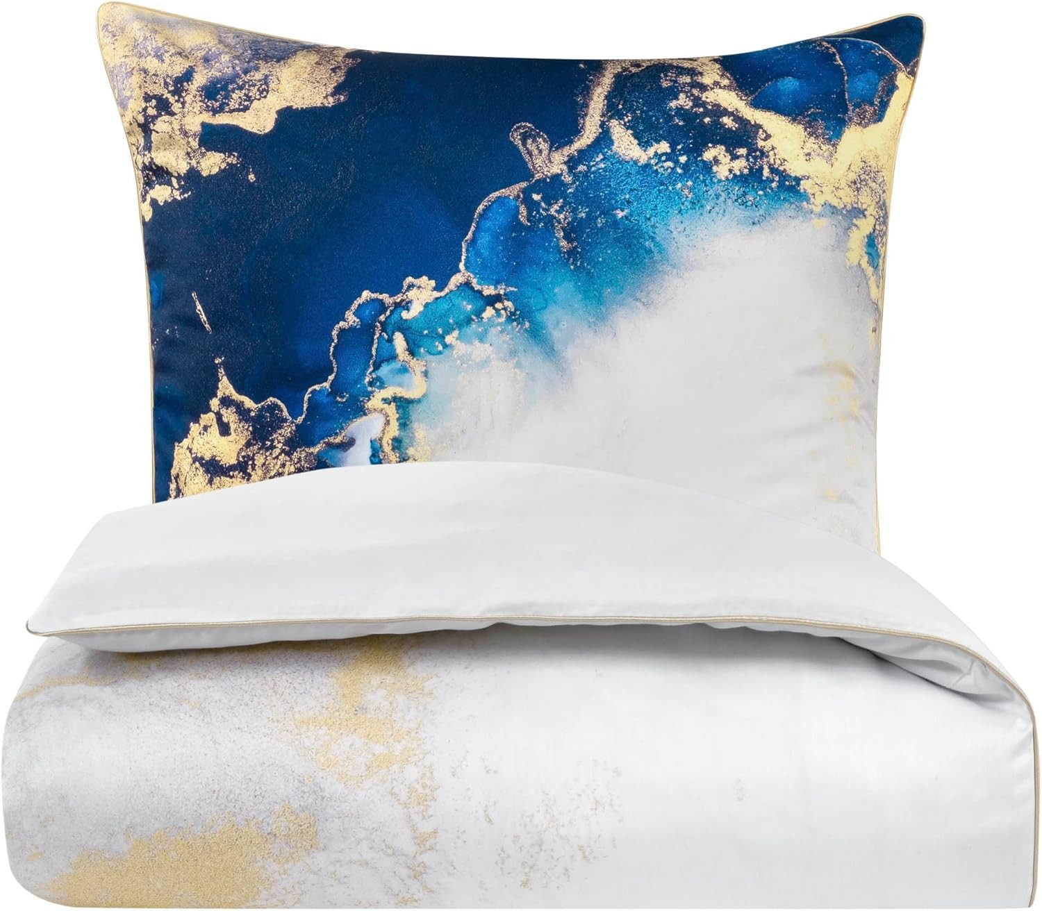 Aymando Bettwäsche Marble Blue, 100% Baumwolle Mako Satin, 2 teilig, Saum u günstig online kaufen