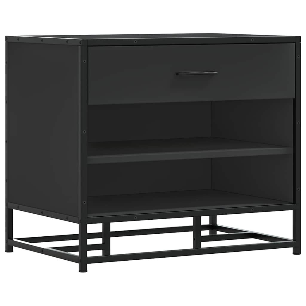 vidaXL Sitzbank Schuhbank Schwarz 60x40x53,5 cm Holzwerkstoff und Metall