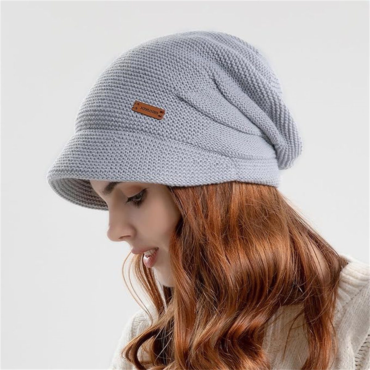 XDeer Mütze & Schal Damen Wollmütze Winter Mütze Warme Strickmütze Frauen 56-60CM Strickmütze mit Schirm Warm Slouchy Mütze mit Visier