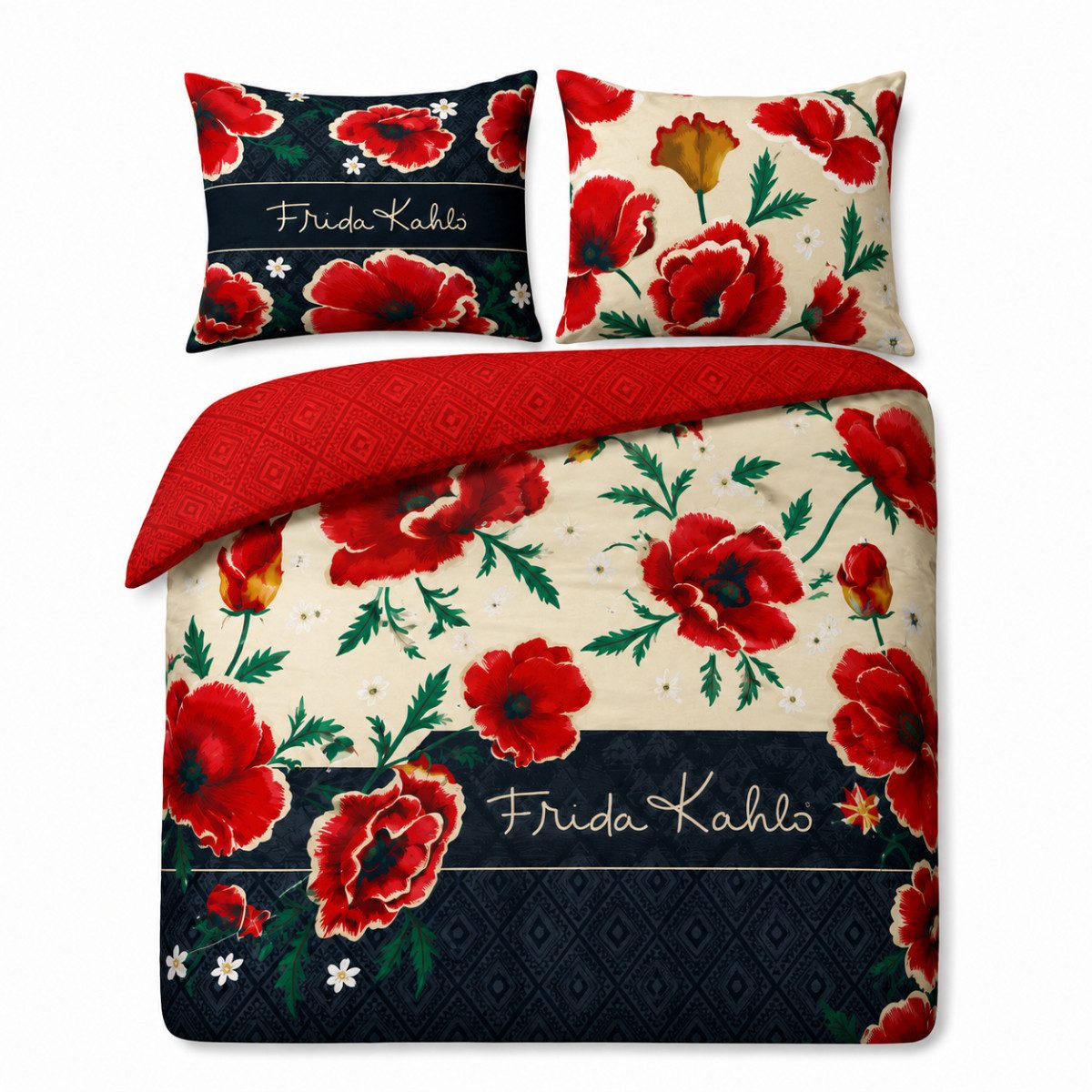 Frida Kahlo Bettwäsche 140 × 200 cm 70 × 90 cm Baumwolle mit dekorativem Blumen Motiv, Baumwolle