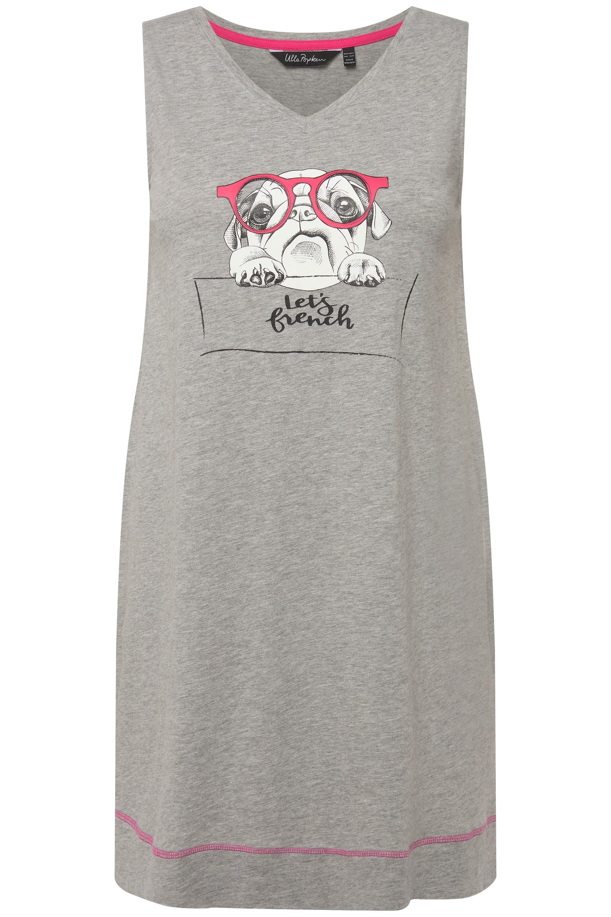 Ulla Popken Longshirt Longtop Hund V-Ausschnitt günstig online kaufen
