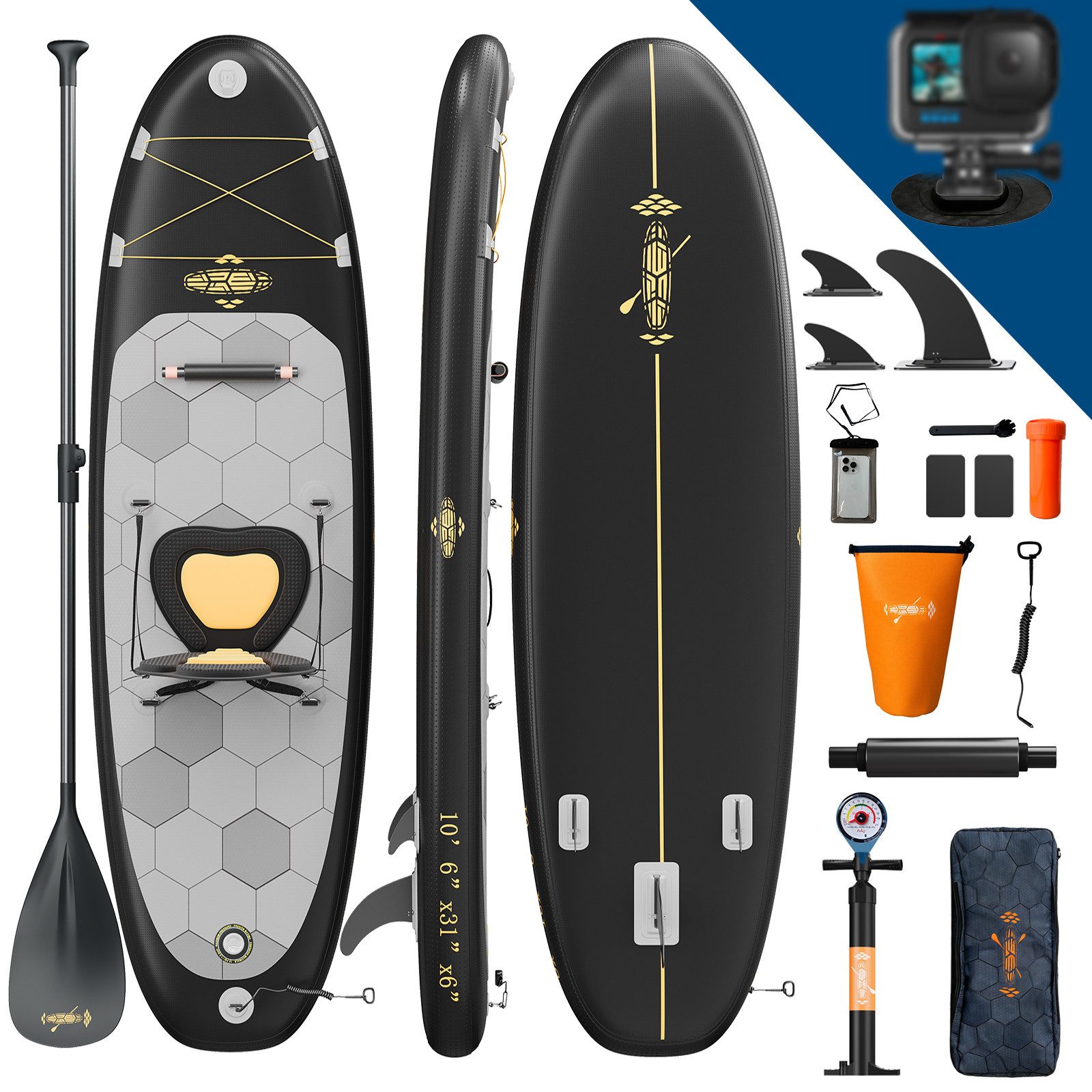 GUNJI Inflatable SUP-Board Stand-up Paddleboard 320*80*15 cm mit Paddel und Pumpe, (2-in-1 aufblasbares Stand Up Paddle Board Set, aufblasbare Stand Up Paddle Boards Surfboards Belastbarkeit bis zu 130 kg Farben verfügbar)