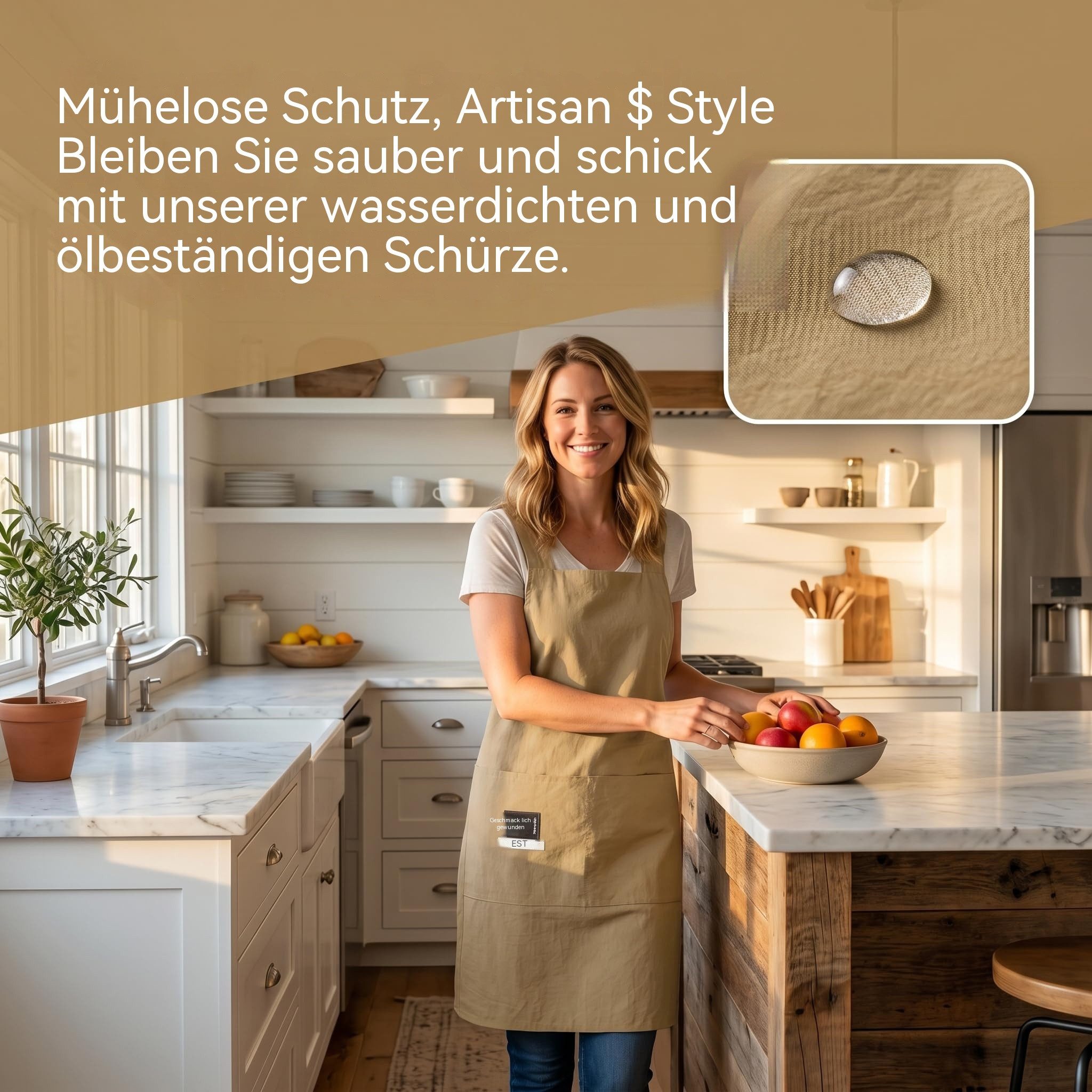 Agger Kochschürze Küchenschürze, weiche und verstellbare Kochschürze, Arbeitsschürze