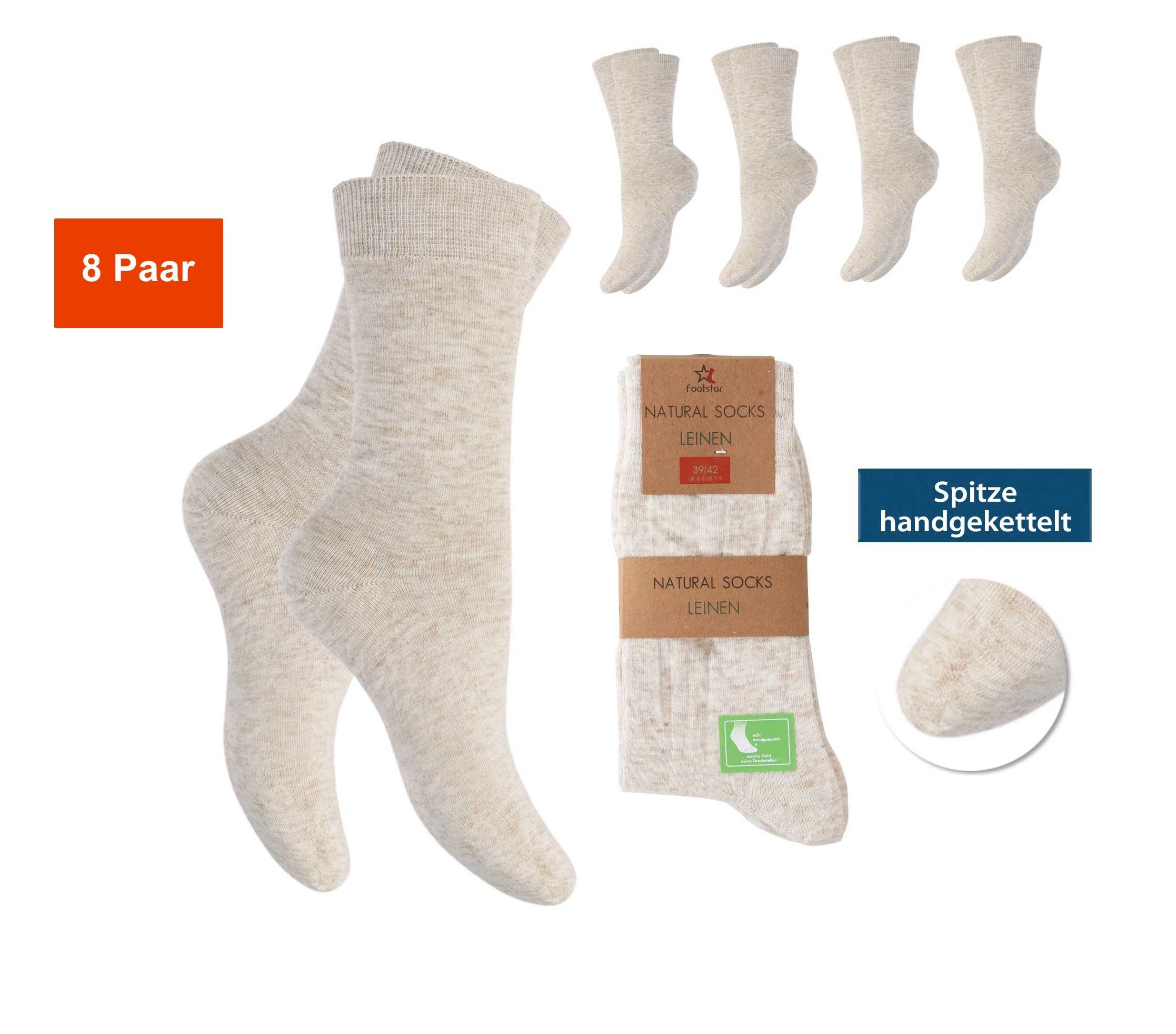 Cocain underwear Socken Damen Socken atmungsaktiv hoher Tragekomfort (8-Paar) Vorteilspack Leinen
