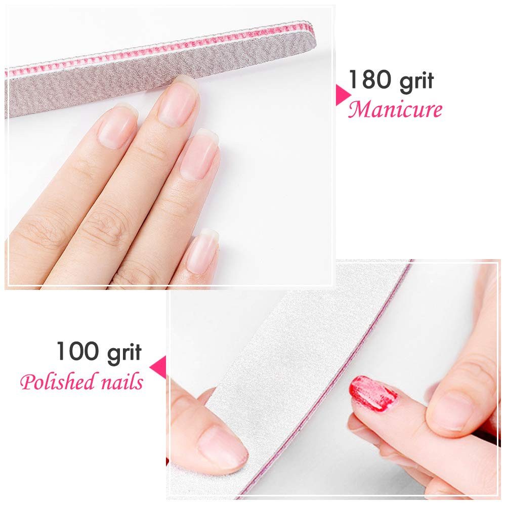 Refined Living Sandblatt-Nagelfeile Sandblatt-Nagelfeile 50 Stück Nagelfeilen 100/180 Feilen, Nägel Doppelseitige Feilen,Set,für Professionel Nagelkunst, Polnischen Maniküre Nagelkunst, Poliernagelfeile