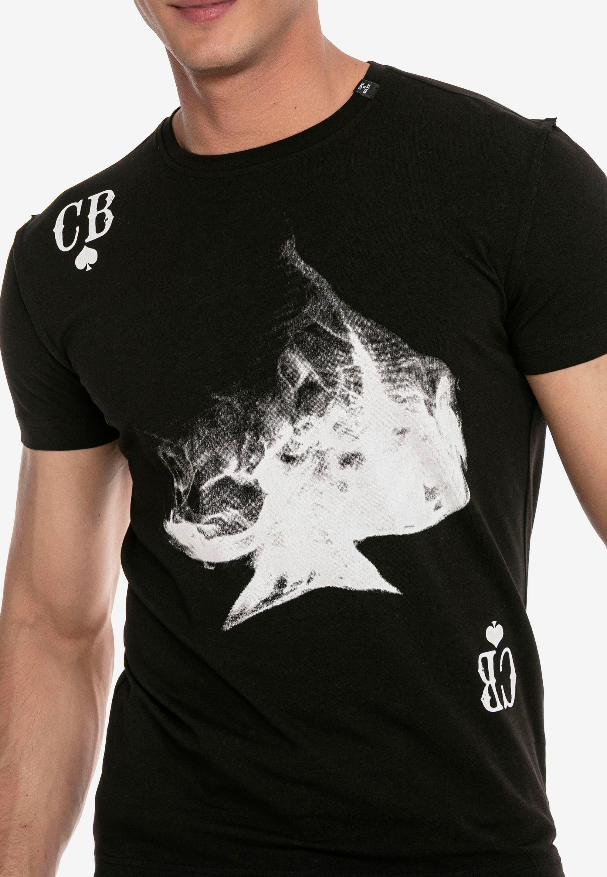 Baxx & T-Shirt schwarz Frontprint Cipo mit trendigem