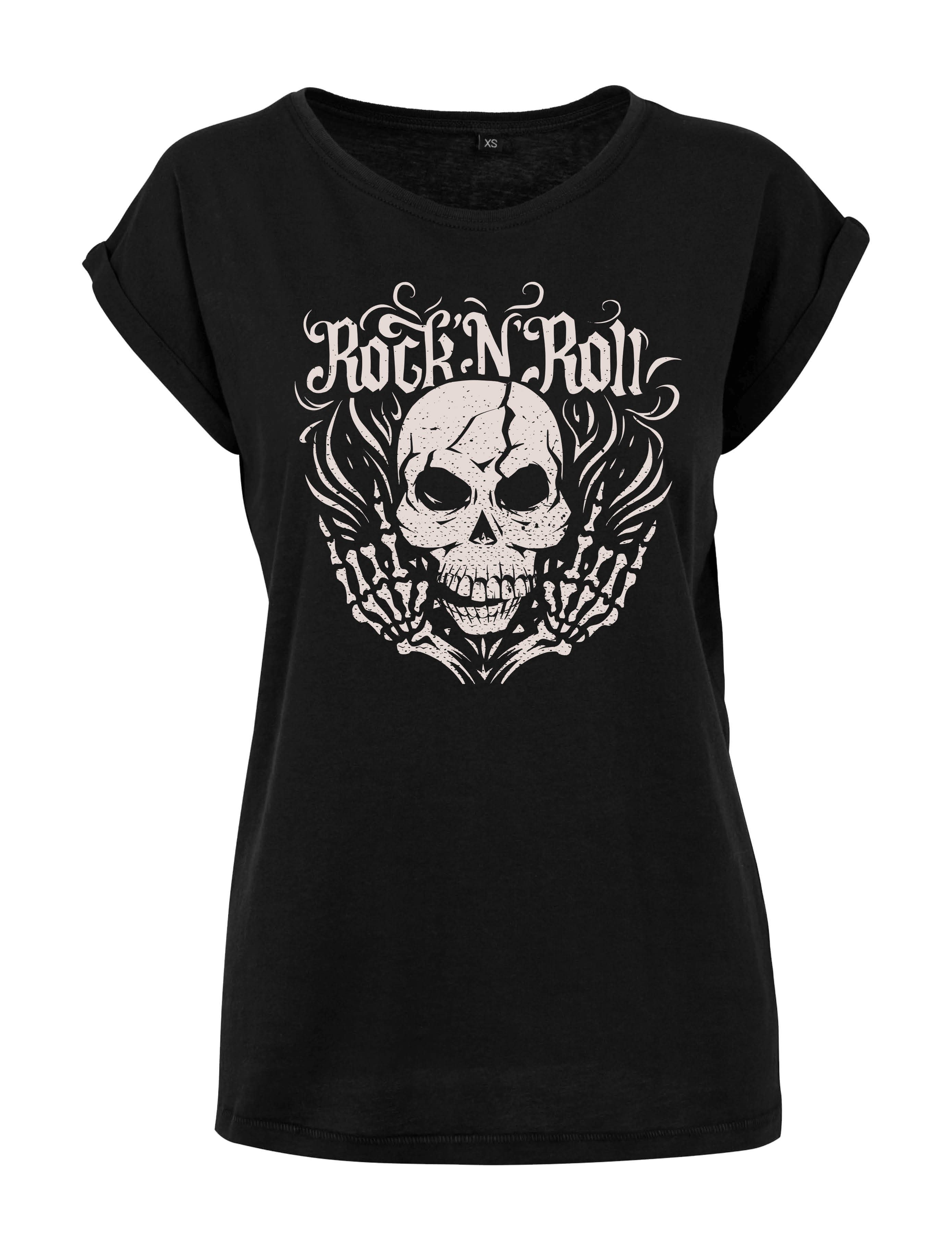 Youth Designz Print-Shirt "Skull Rock N Roll" Damen T-Shirt Statement oder Geschenk Frauen Motiv mit stylischen Aufdruck für Musik fans