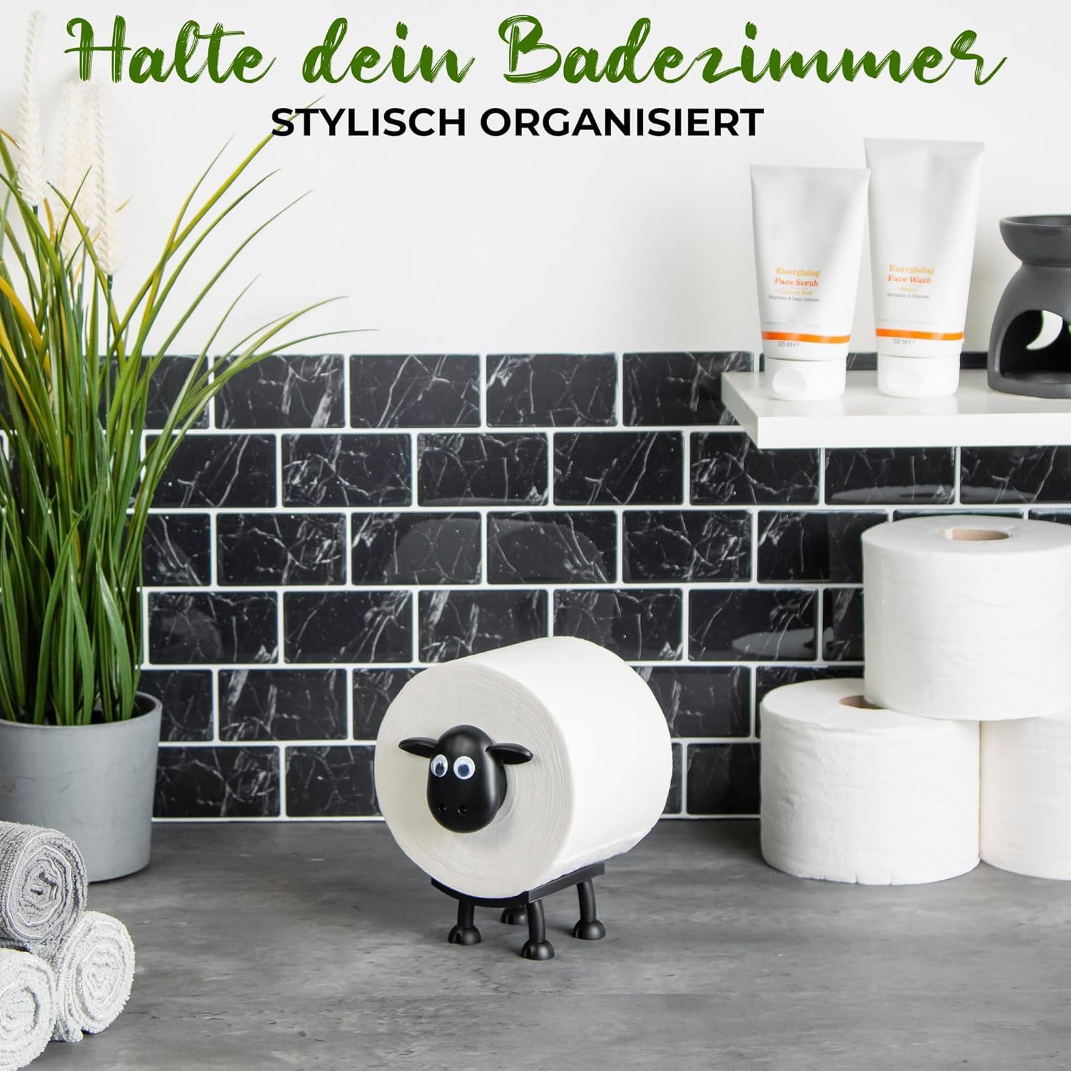 Fyrove Toilettenpapierhalter Selbstklebender Toilettenpapierhalter ohne Bohren fürs Bad, mit 2 verschiedenen Befestigungsoptionen,für Bad & WC,dekorativ – Bild 4 von 5