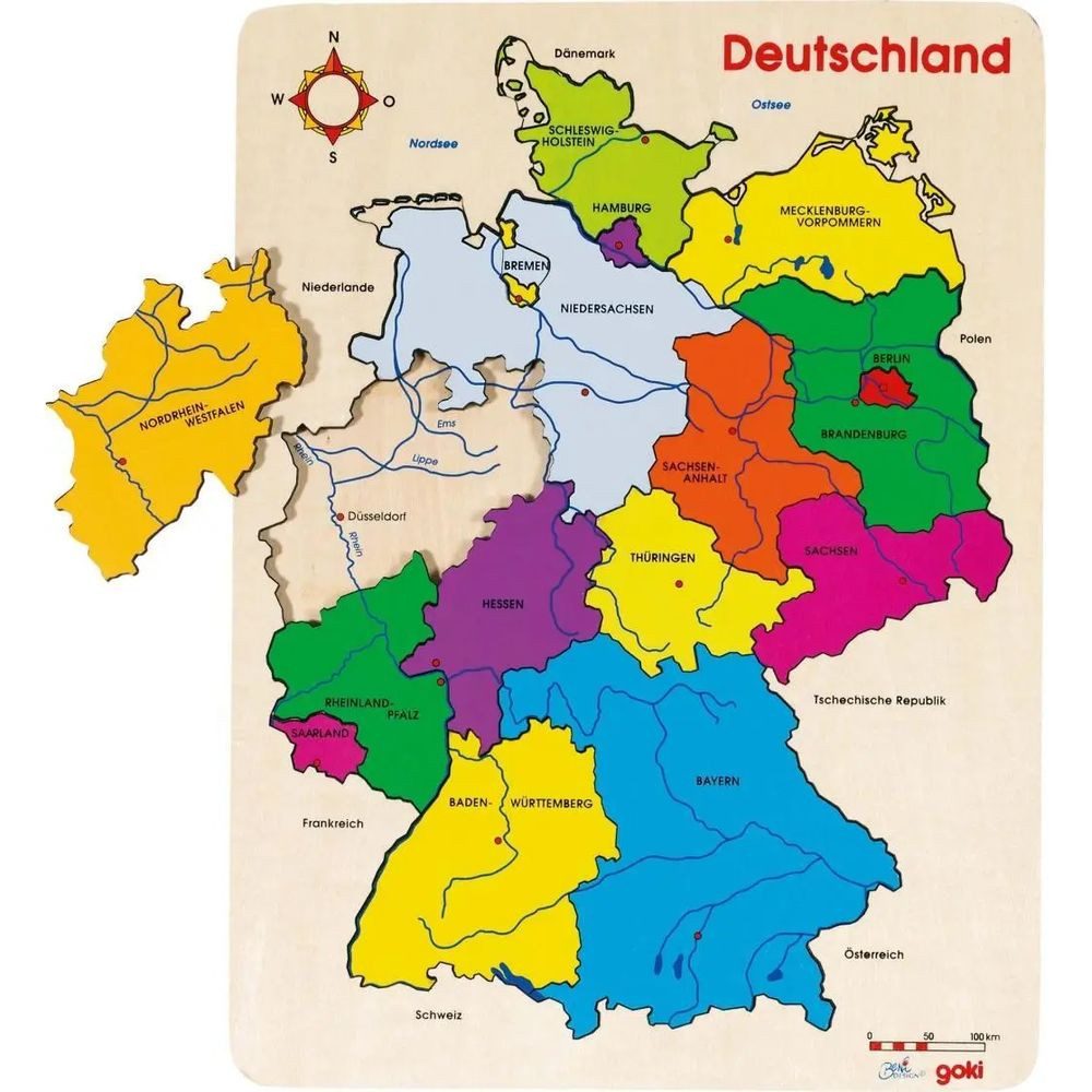 Gollnest & Kiesel Puzzle Einlegepuzzle Deutschland II, 16 Puzzleteile