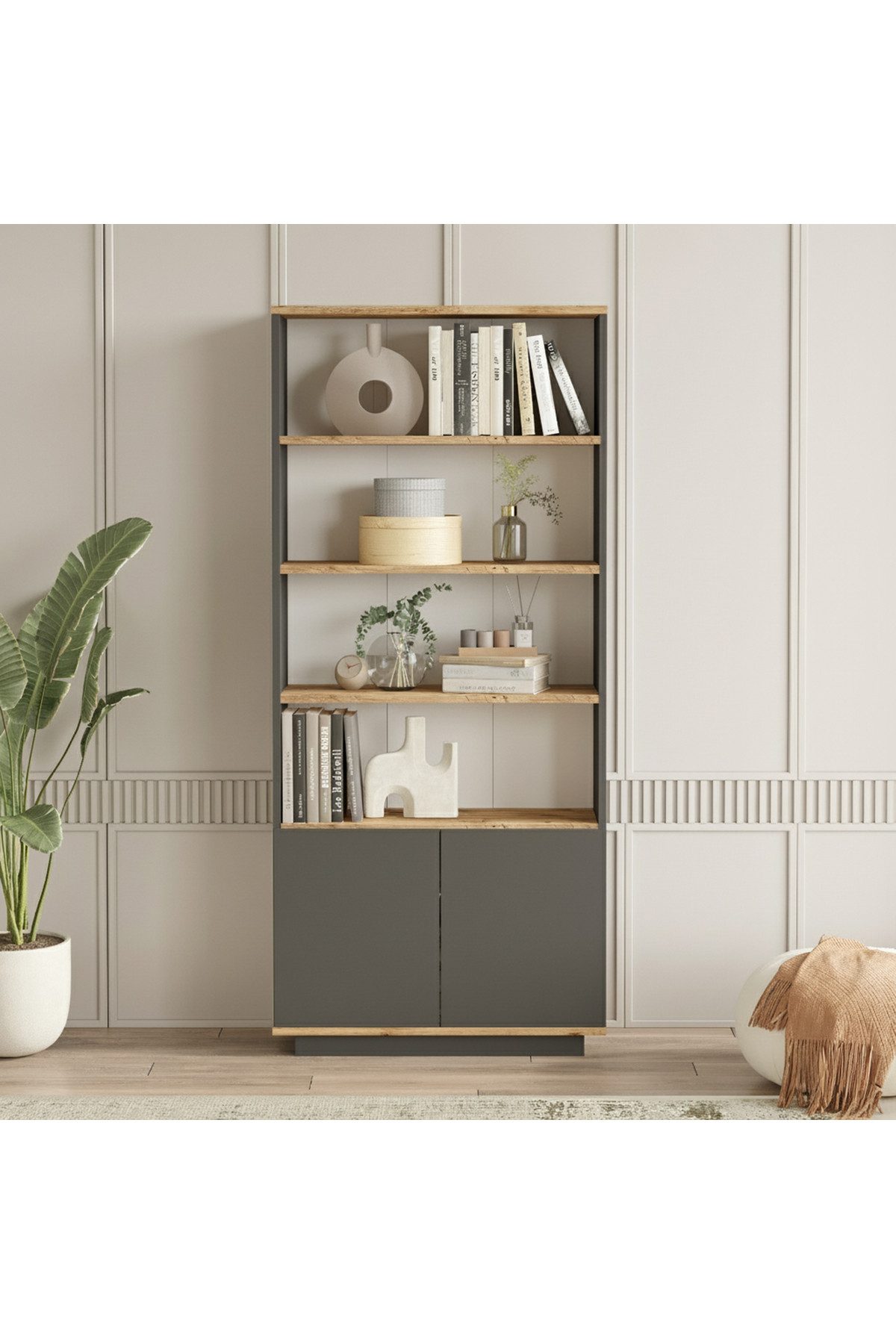 en.casa Standregal, Push-to-open, schmale Tiefe 26,8 cm 91117904