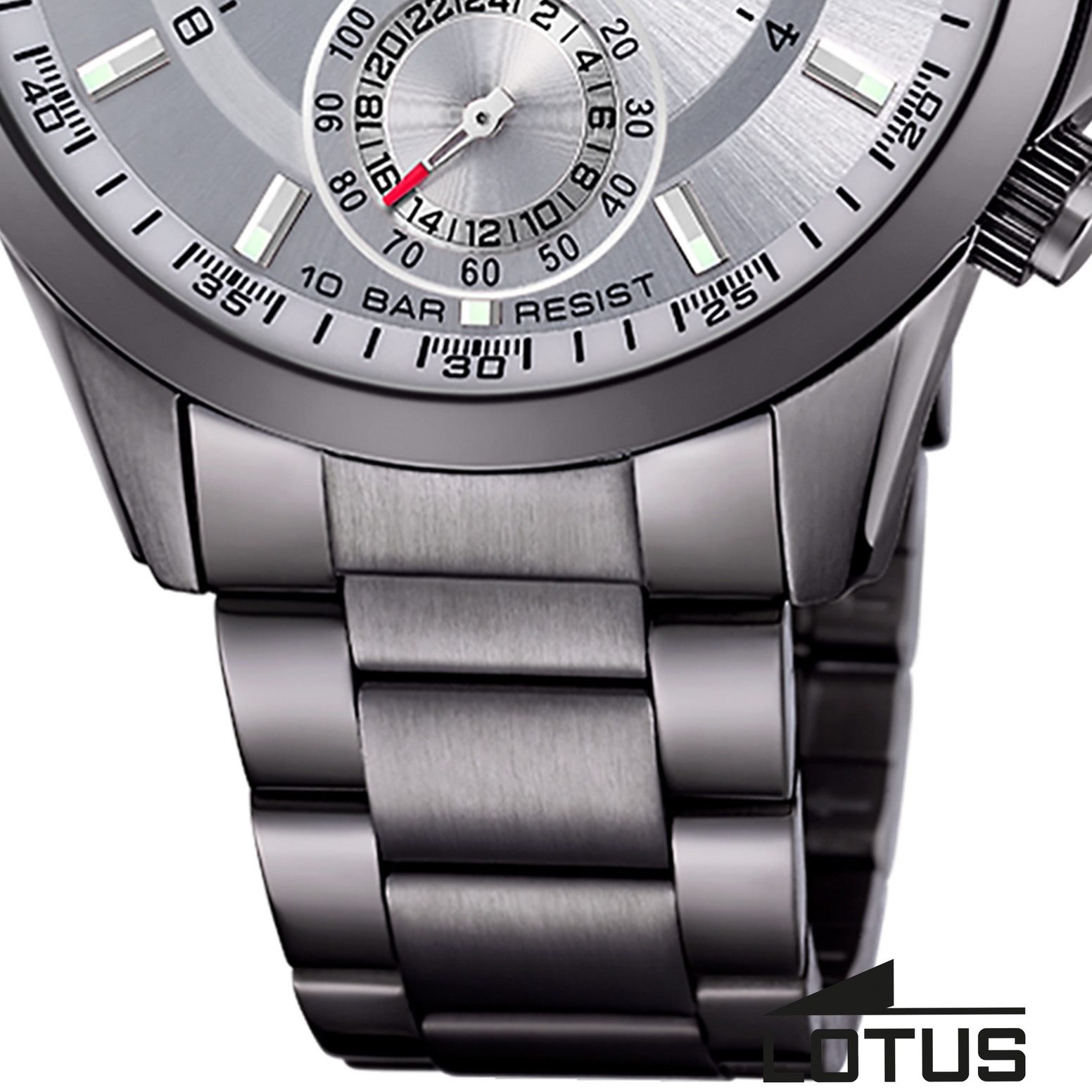 Lotus Chronograph Lotus Herrenuhr Edelstahl grau Lotus, (Chronograph), Herren Armbanduhr rund, groß (ca. 43mm), Edelstahl