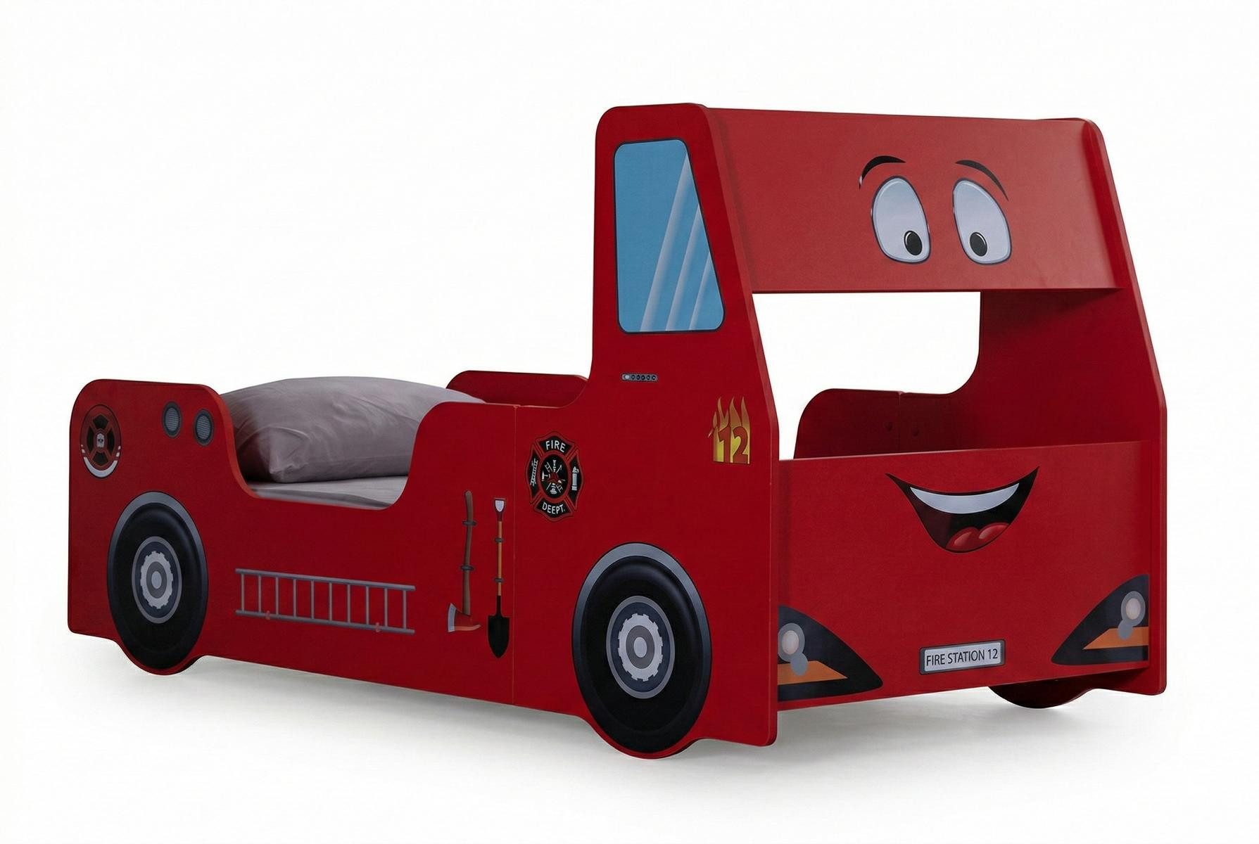 JVmoebel Autobett Rotes Autobett im Feuerwehr Design Luxuriöses Modernes Kinderbett, Made in Europa