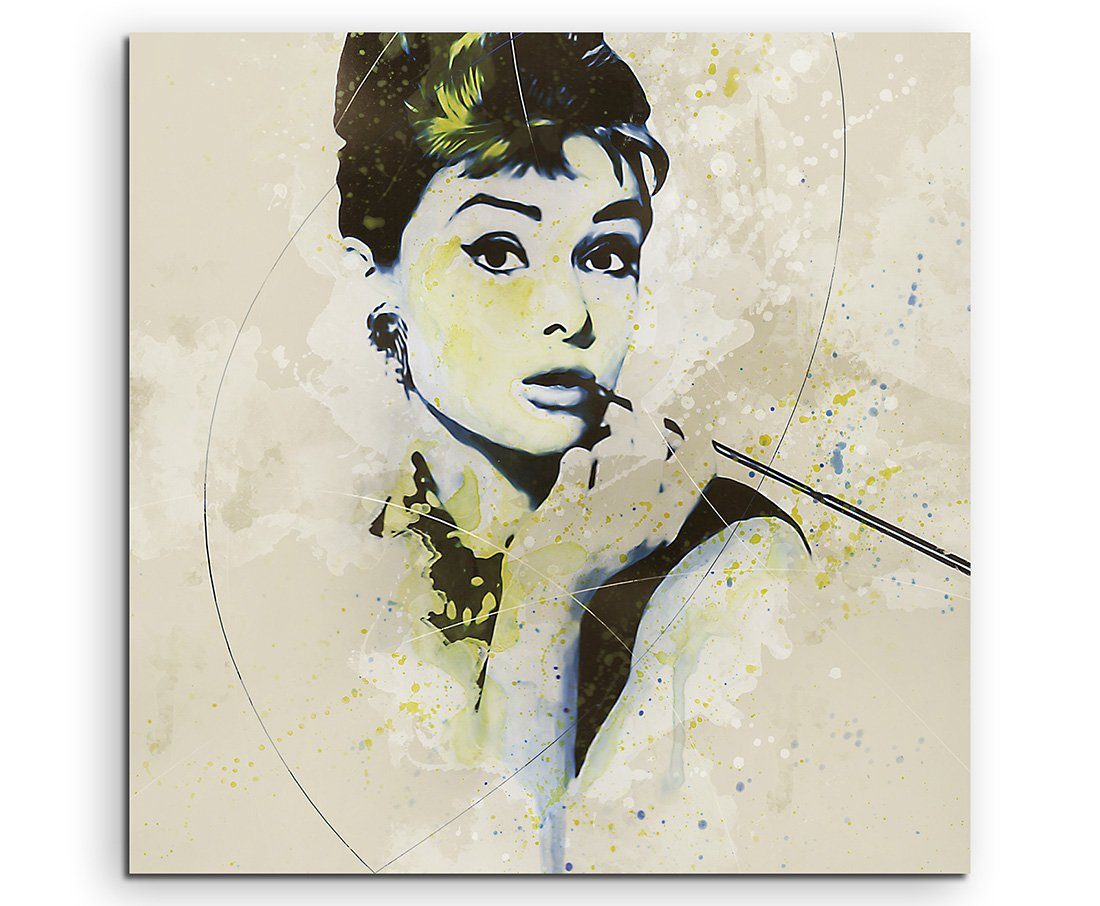 Sinus Art Leinwandbild Audrey Hepburn II Aqua 60x60cm Aqua Art Wandbild