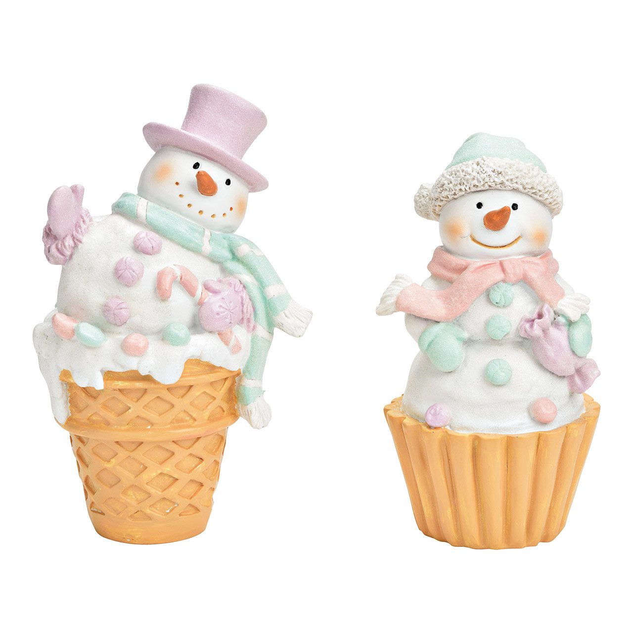 Wurm Weihnachtsfigur 10041199 - 2er Set Schneemann in Waffel aus Poly, 10 x 16 x 8 cm (1 St)